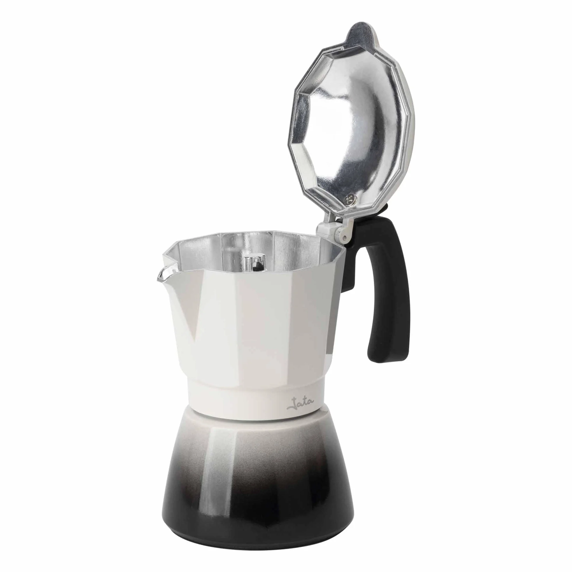 Jata Hogar HCAF2412 - Cafetera Italiana 12 Tazas para Inducción, Moka de Aluminio, Apta para Todo Tipo de Cocinas, Mango Ergonómico, Café Espresso Tradicional