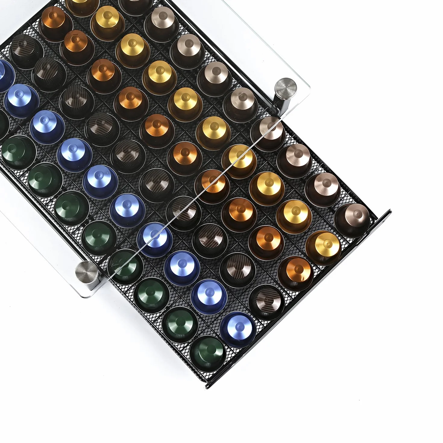 HiveNets Nespresso Cajón para Almacenar Cápsulas de Café Portacápsulas Soporte con Vidrio Templado para 60 Pcs