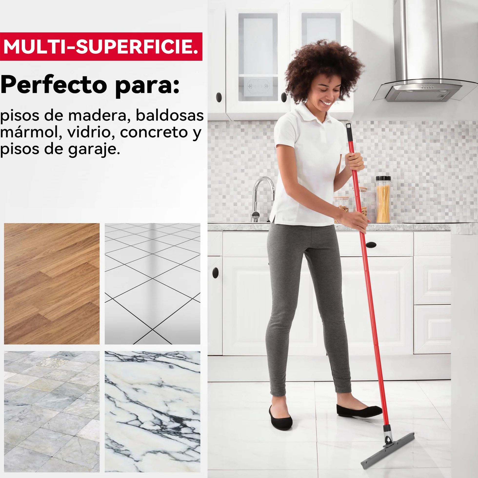 Escobilla de Goma Silicona 45 cm Mango 140 cm Tyroler Escoba Suelo Exterior