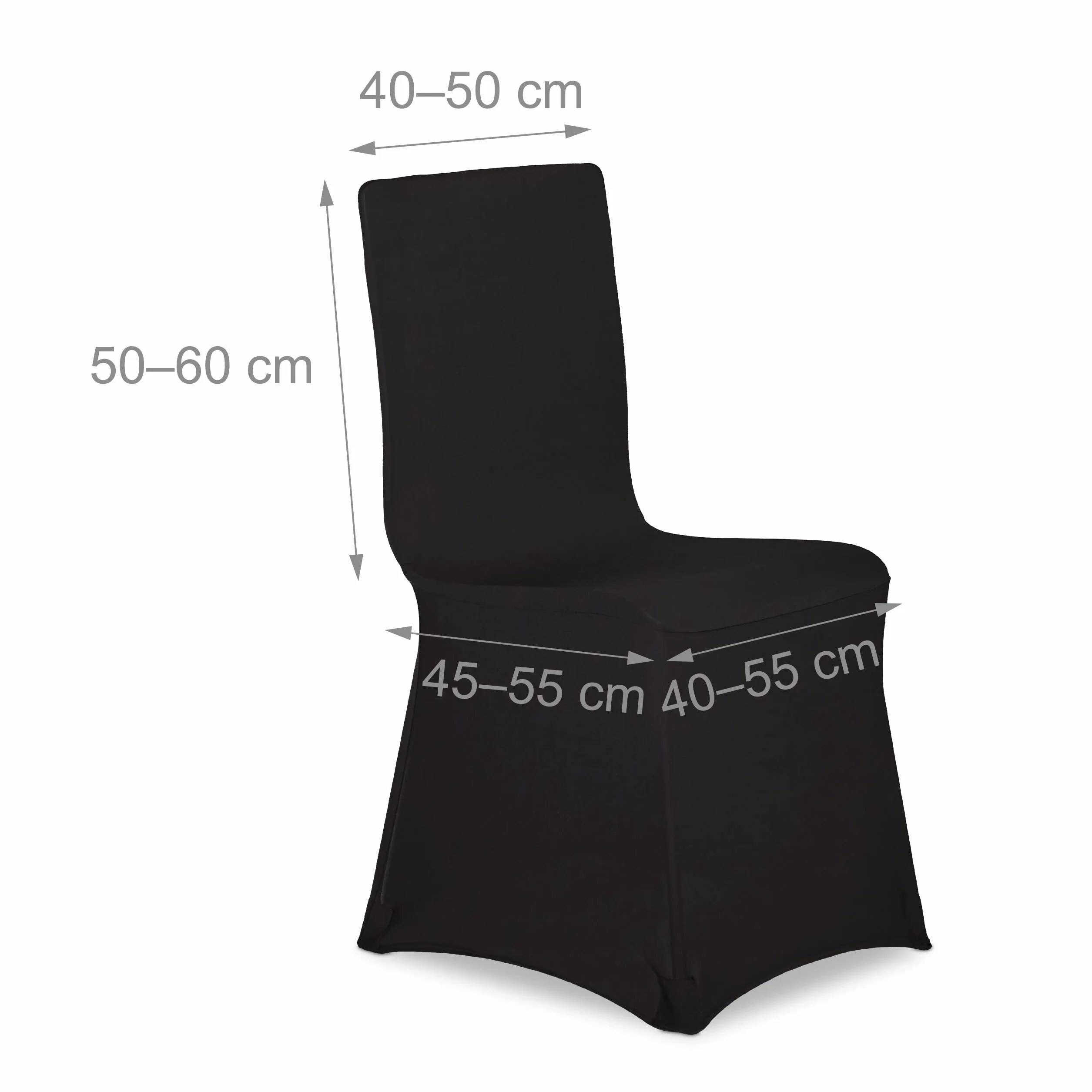 Relaxdays Set 20 Fundas Sillas, Forros Elásticos Asientos, sin Reposabrazos, Decorativos, Bodas, Eventos, Negro