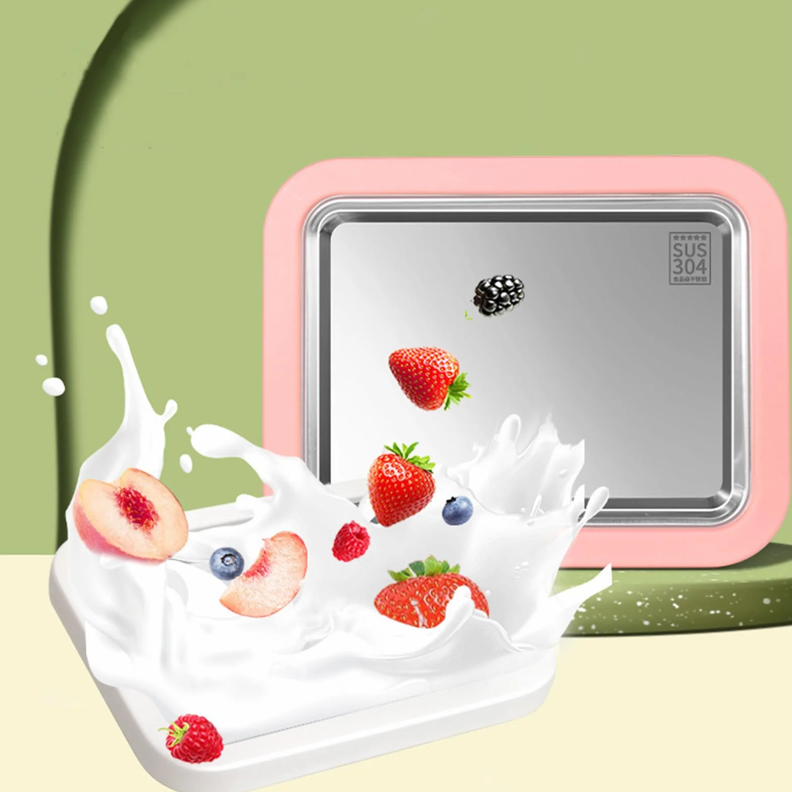 Máquina Para Hacer Enrollado,Bandeja para Rollos de Yogur - Placa Fría Instantánea Con 2 Espátulas | para Adultos Cocina Doméstica Reuniones Familiares Exterior Vacaciones Cocina