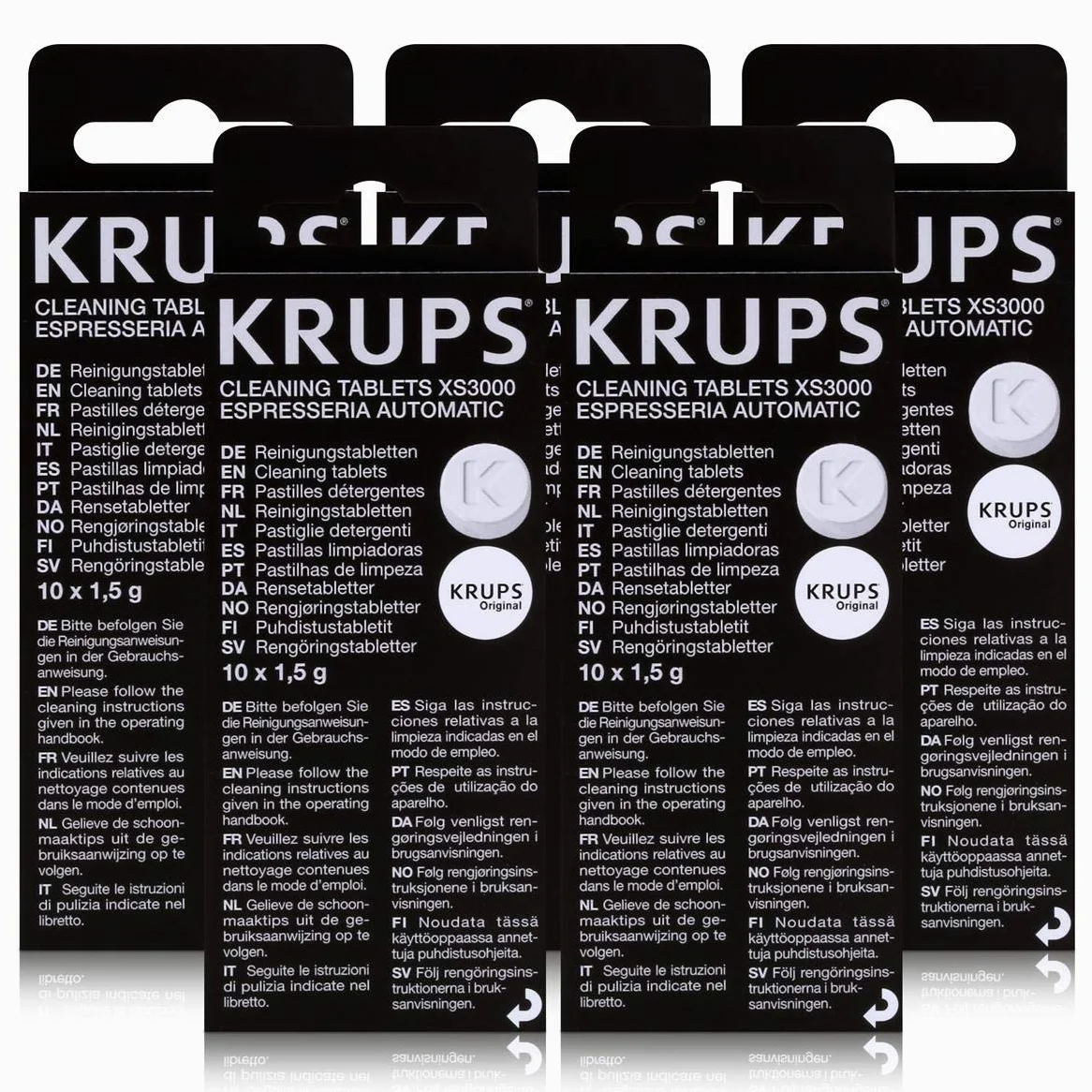 Krups XS3000 - Lote de 5 paquetes de pastillas para detergentes