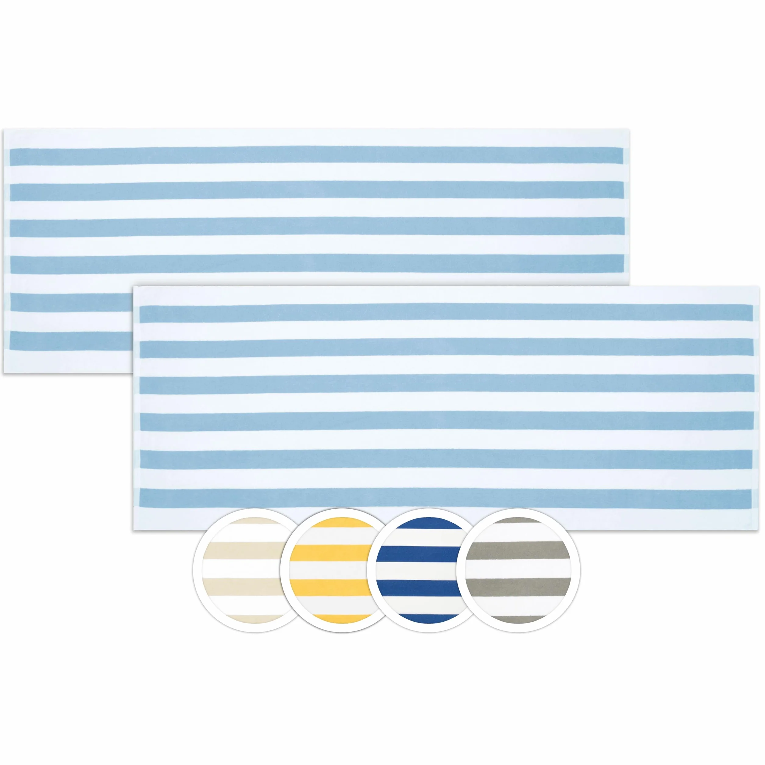 ZOLLNER Juego de 2 Toallas de Playa - Toallas de baño Resistentes y absorbentes en 70x180 cm - Lavables hasta 60°C - algodón - diseño Atemporal a Rayas en Azul Claro - Certificado Oeko Tex