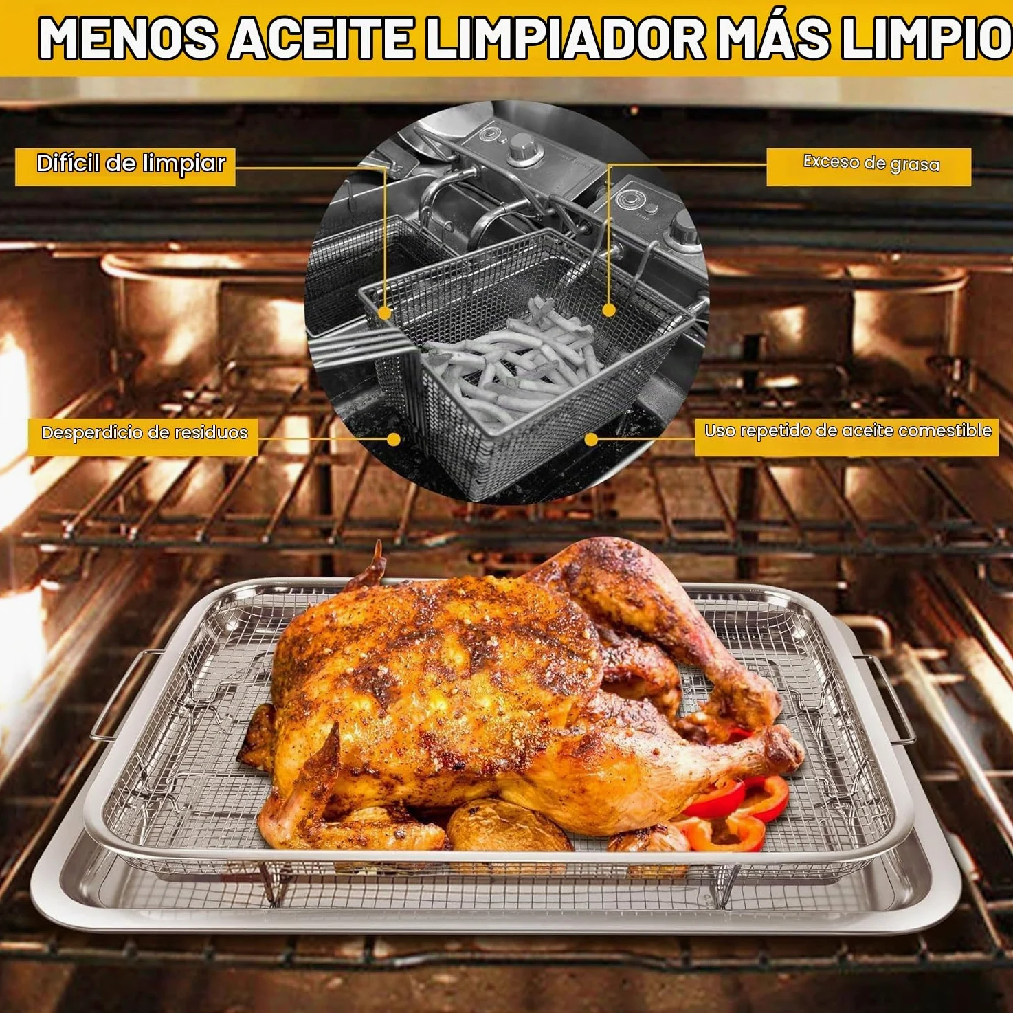 Bandeja de Horno de Acero Inoxidable con Rejilla de Enfriamiento | Bandeja para Hornear Galletas y Pasteles con Diseño Antiadherente, Resistente y Fácil de Limpiar para Cocina