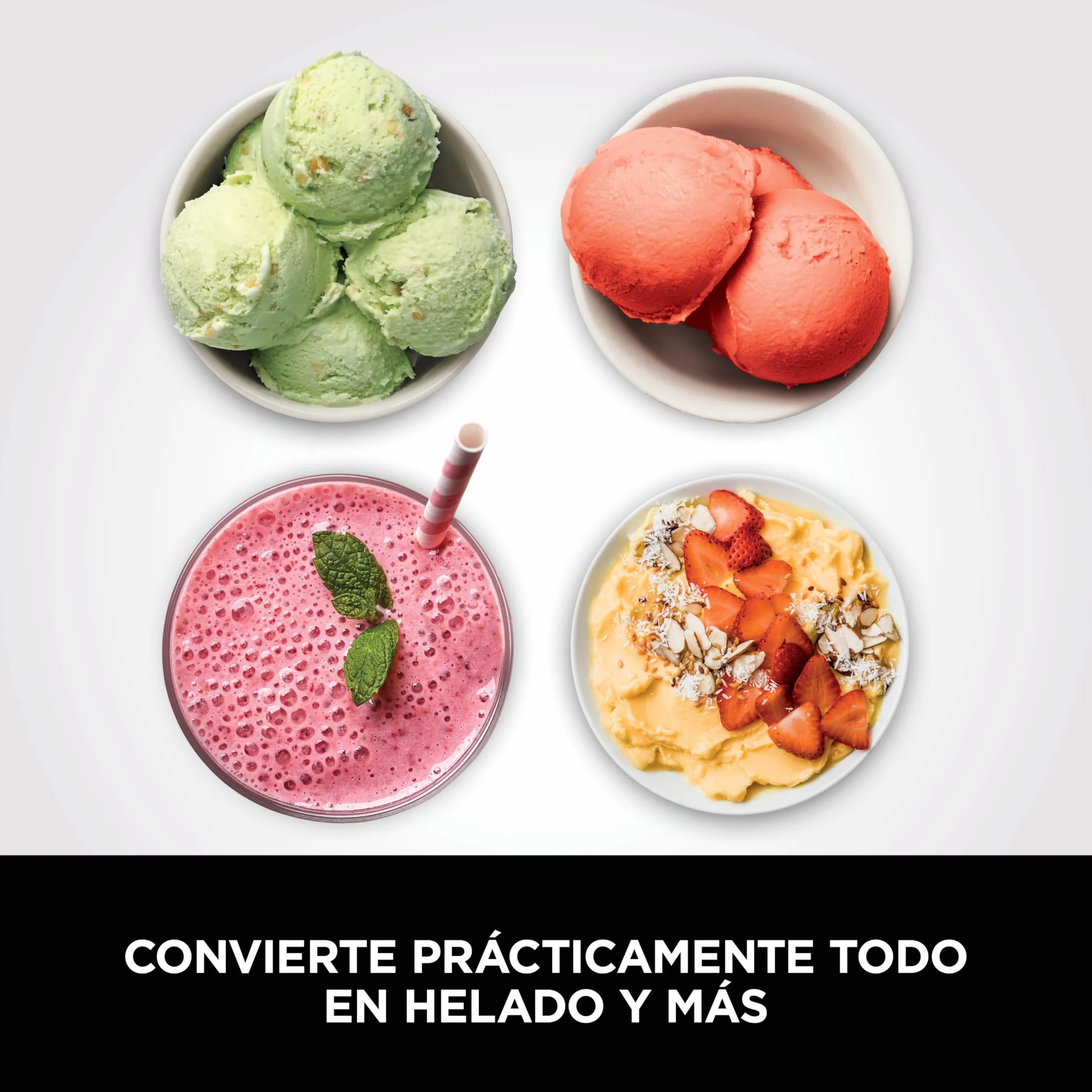 Ninja CREAMi Heladera Eléctrica Multifunción - 7 Programas para Helado, Gelato, Sorbete, Smoothie Bowls y Batidos - 2 Tarrinas con Capacidad Total de 1,4 l - Negro y Plata, NC302EU