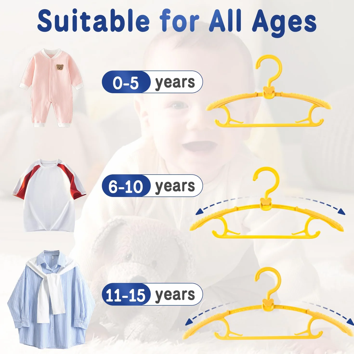Perchas Ropa Bebé Ajustables 28-39cm Antideslizantes Ahorro Espacio Gancho Mariposa Paquete 20