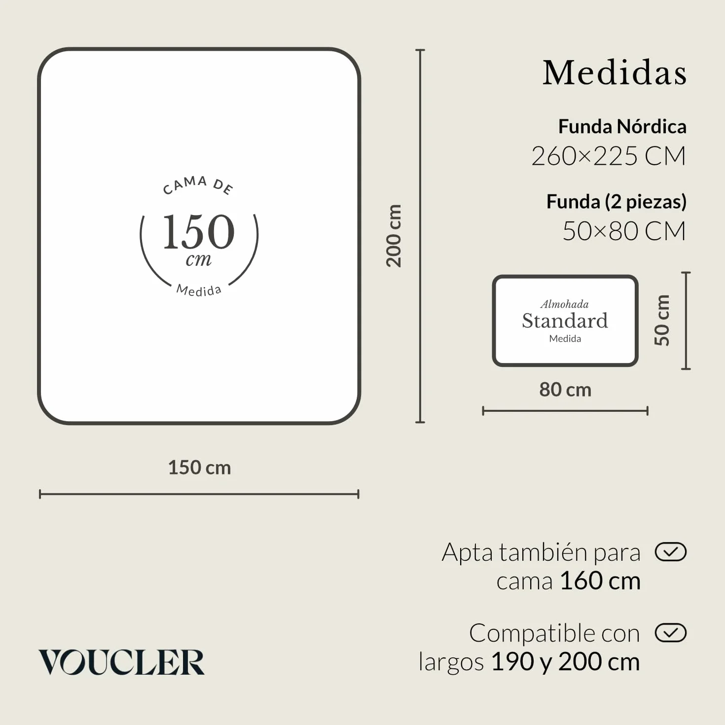 Dream – Pack 3 Piezas Funda Nordica Cama 150 (260x225 cm) y 2 Fundas Almohadas 50x80 – Stone – Satén 100% Algodón 300 Hilos, Tacto Sedoso y Adaptativo, Oeko-Tex®