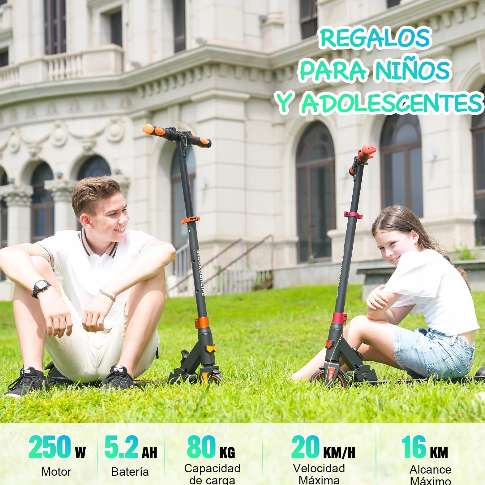 Patinete Eléctrico Plegable para Niños 8-12-16 Años 16 KM 20 KM/H RCB TECH