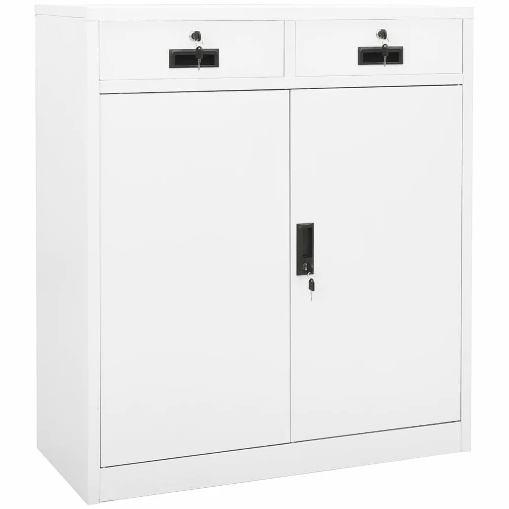 vidaXL Armario de Oficina Mueble Archivador Cajonera Almacenamiento Archivos Documentos Organizador Universal de Acero Blanco 90x40x102 cm