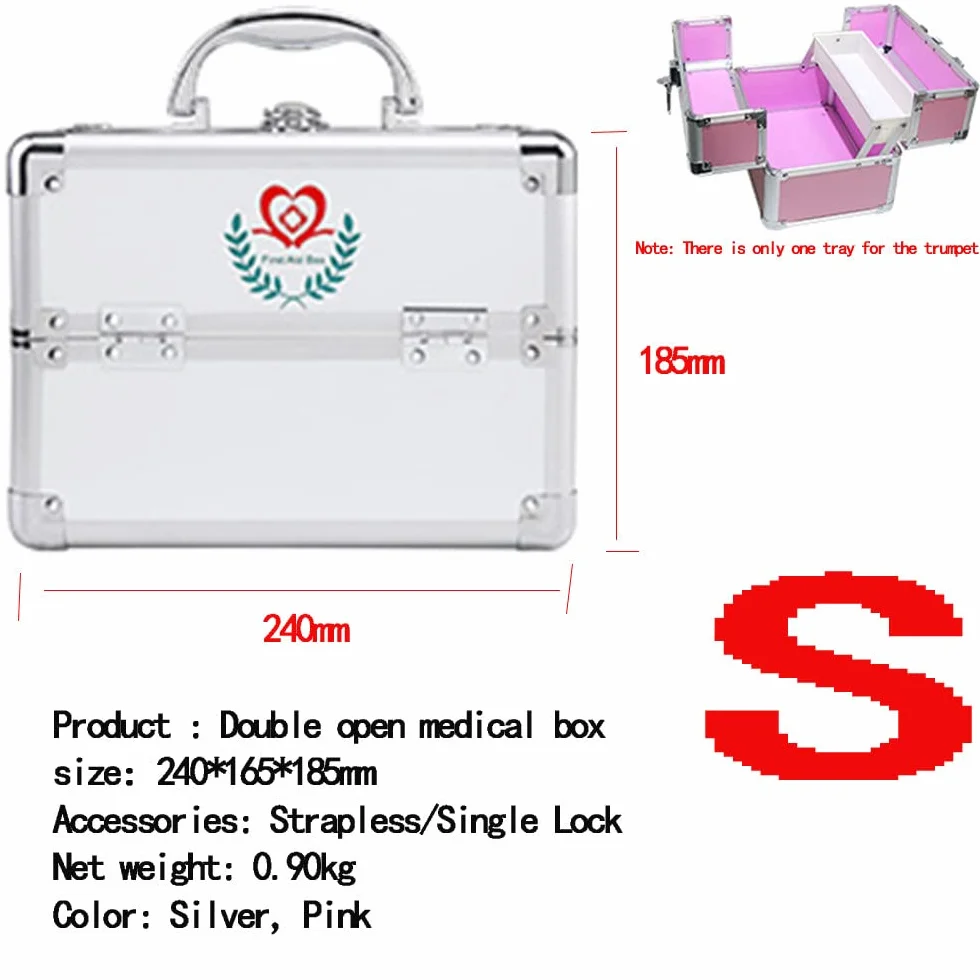 Caja De Medicamentos con Cerradura con Caja De Almacenamiento Portátil, Caja De Almacenamiento con Candado para Medicamentos para Niños,Silver-S