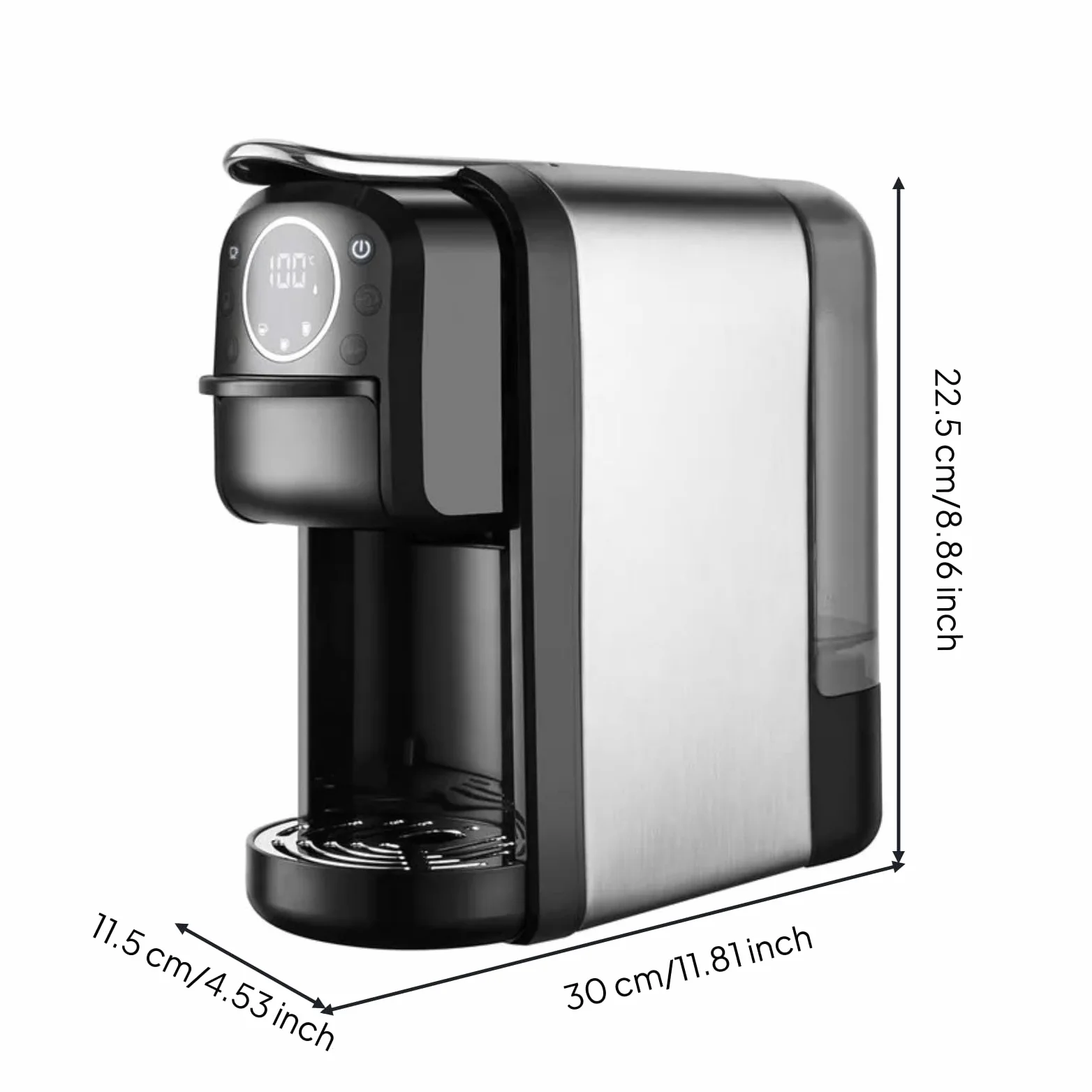 Cafetera Automática Espresso Cápsulas Molido Multi Cápsula Compatible con Distintos Sistemas y Café Molido Bandeja Antigoteo Integrada Adecuada para Cocina del Hogar Oficina Encimera Pequeña