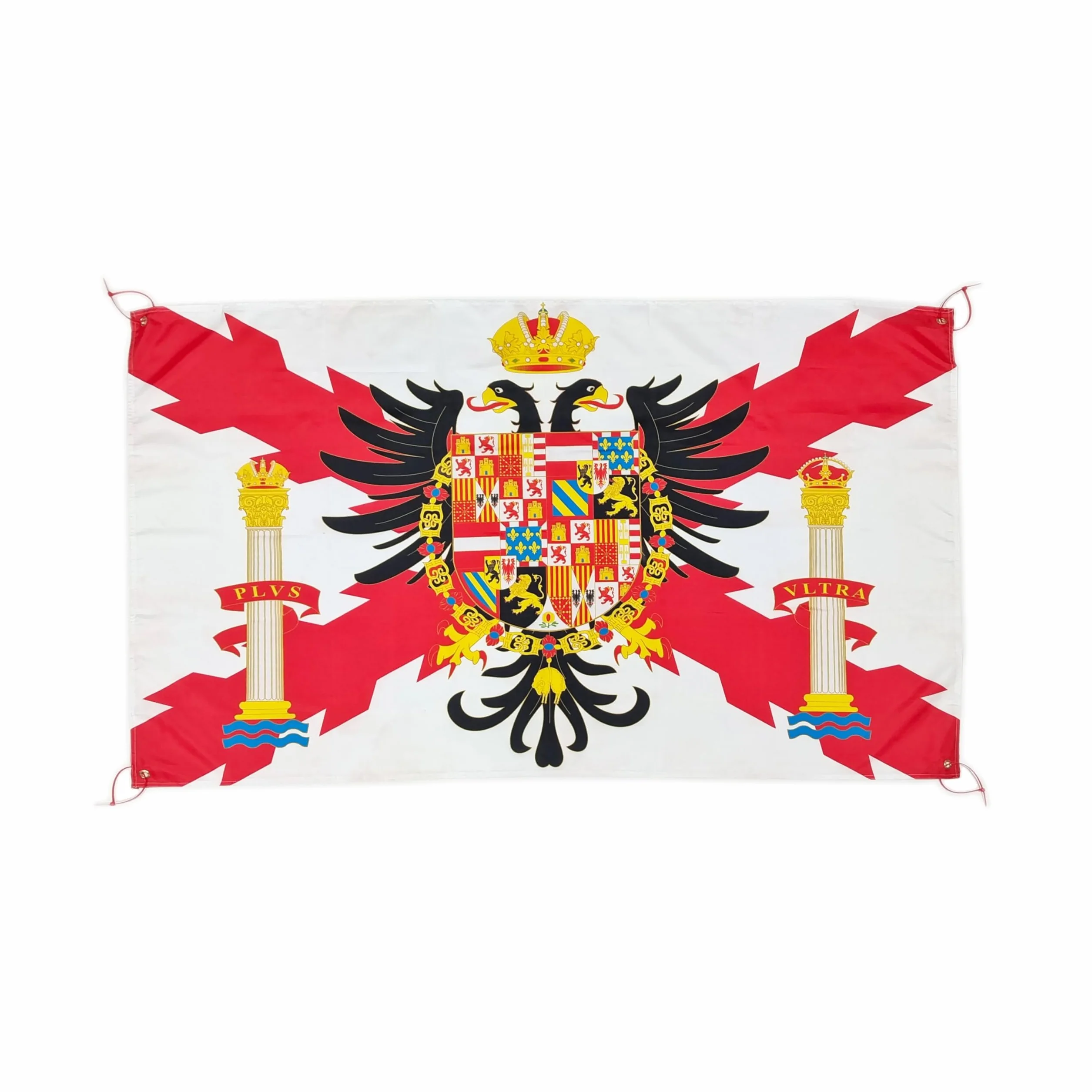 Bandera Cruz de Borgoña Águila Bicéfala 150x90 cm España Tercios Imperio Carlos I Balcón