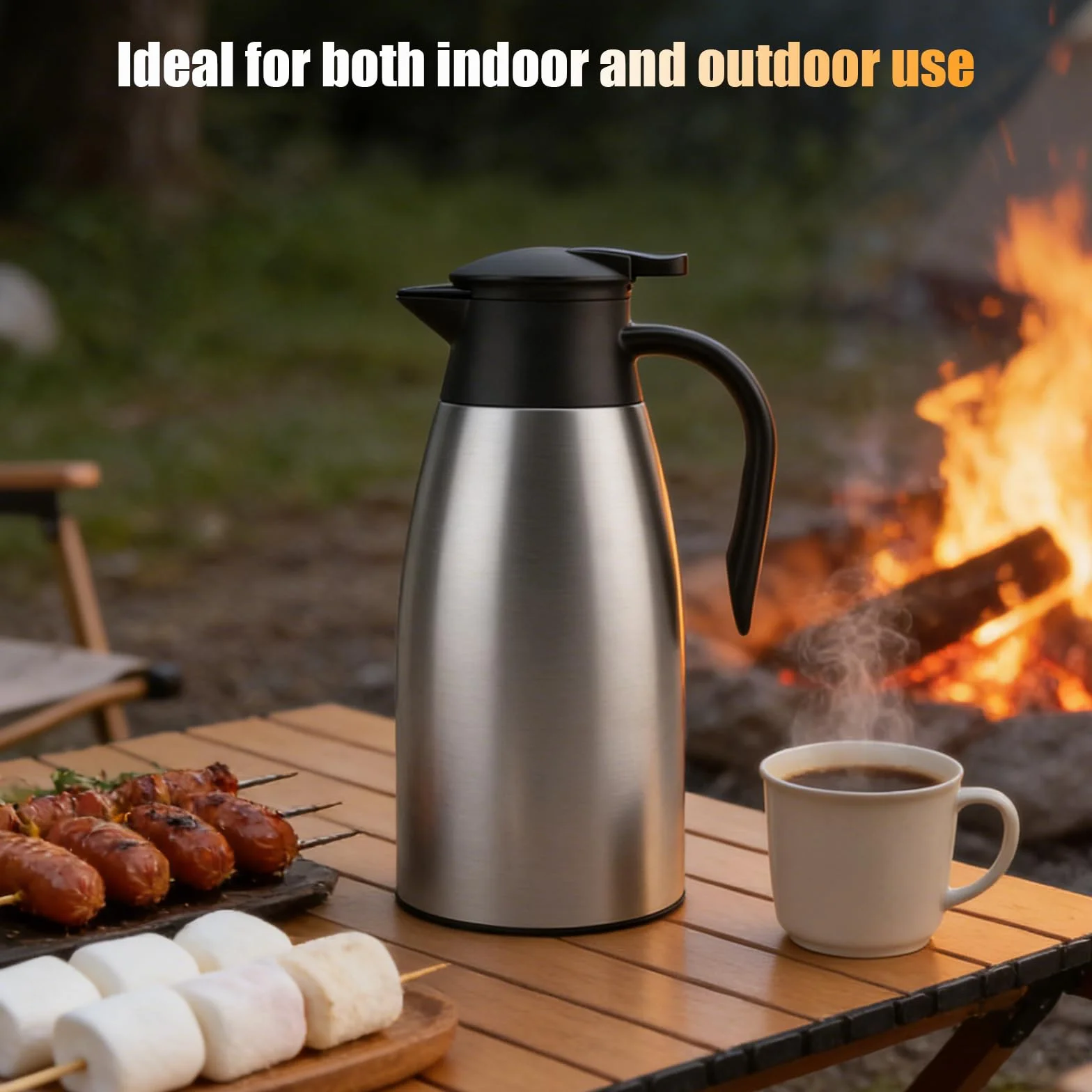 2 Litros Jarra Cafe, Termo de Agua Caliente, Hervidores al Vacío Aislados, Se Mantiene Caliente Durante 24 Horas, Termo Grande para Café, Té, Agua, Bebida, Jugo, Jarra Caliente
