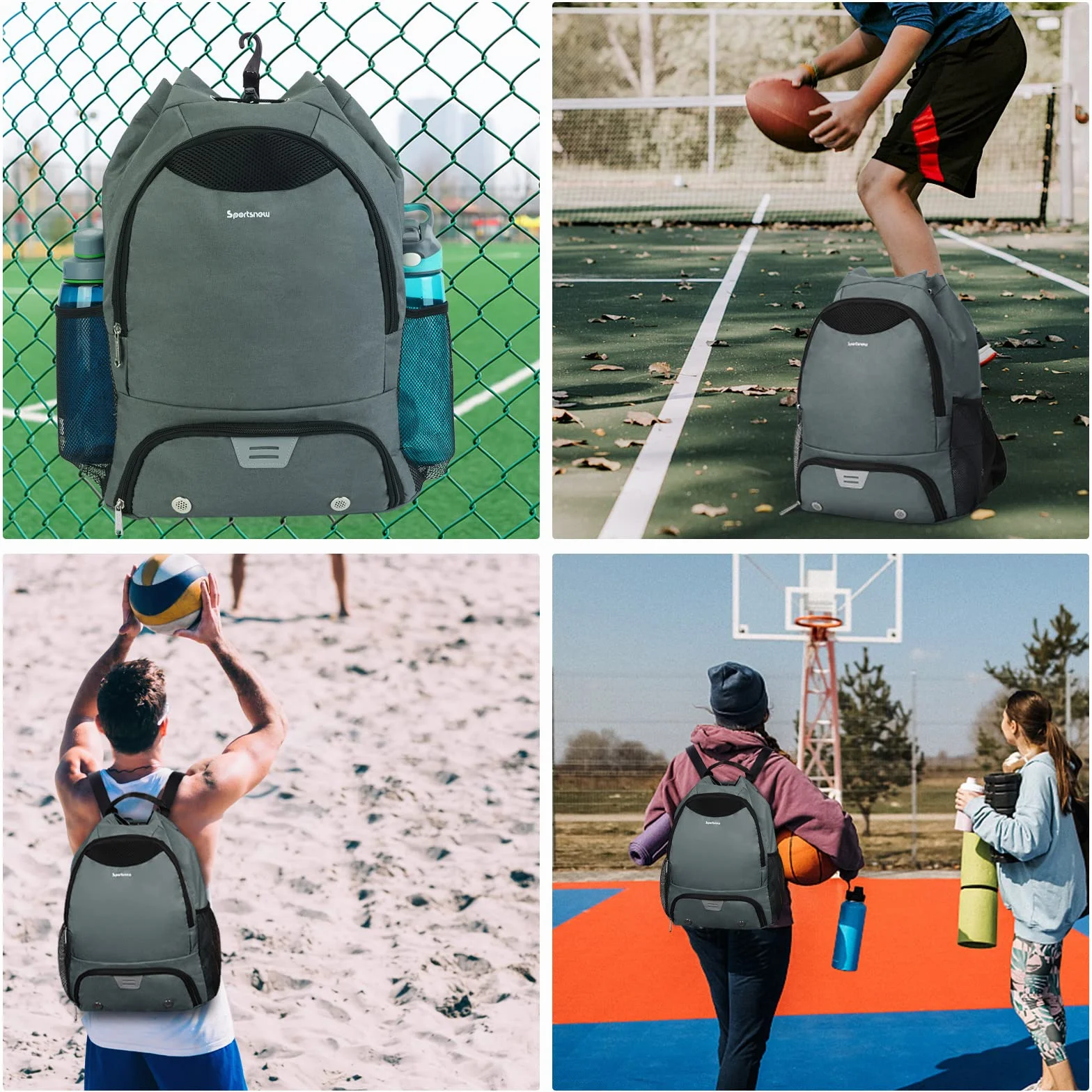 Mochila de Cuerdas Baloncesto Futbol Hombre Mujer Bolsa Deportiva con Compartimento para Zapatos