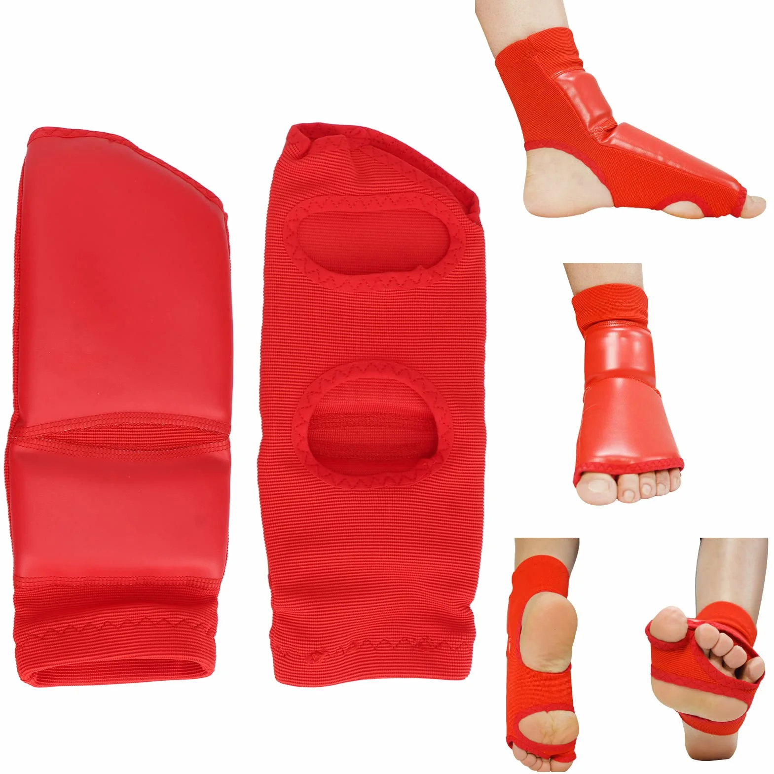Protector de pie de boxeo antideslizante para entrenamiento de taekwondo adultos, rojo