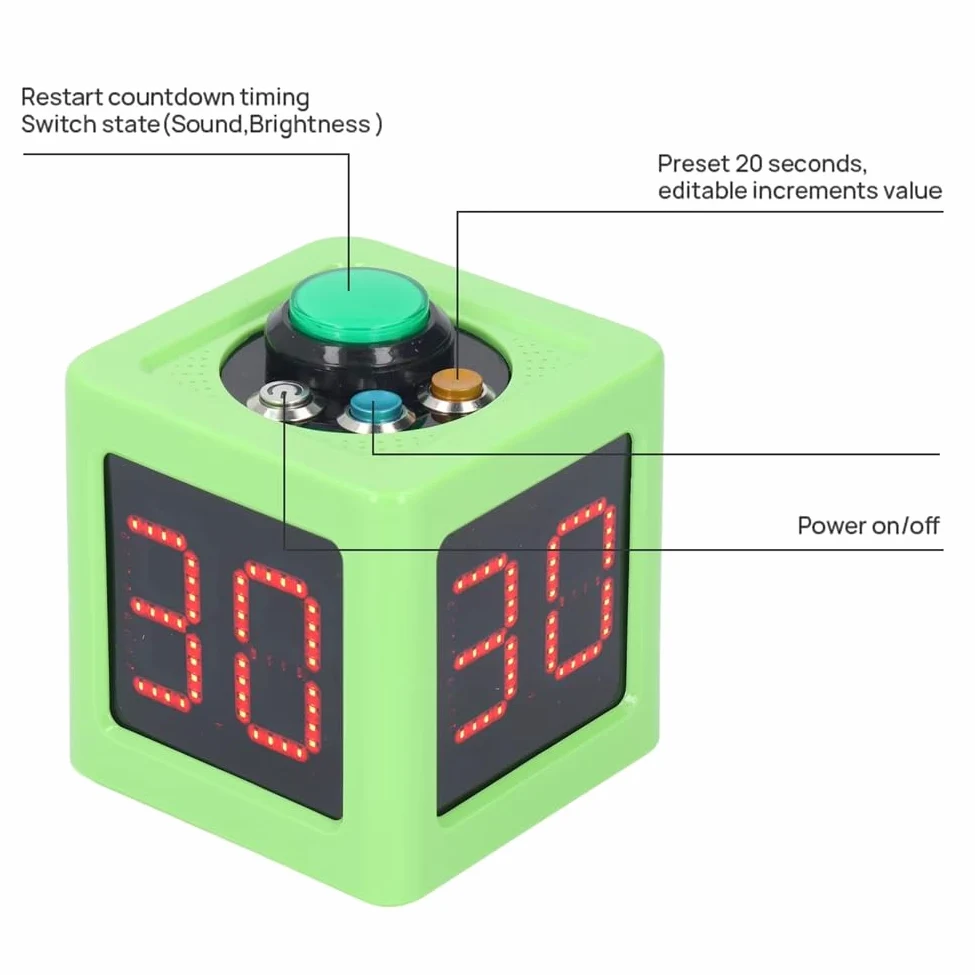 Temporizador Digital de Cubo de 4 Lados de 1,4 Pulgadas con Cuenta Regresiva para Póker, Ajedrez y Casinos Privados, Color