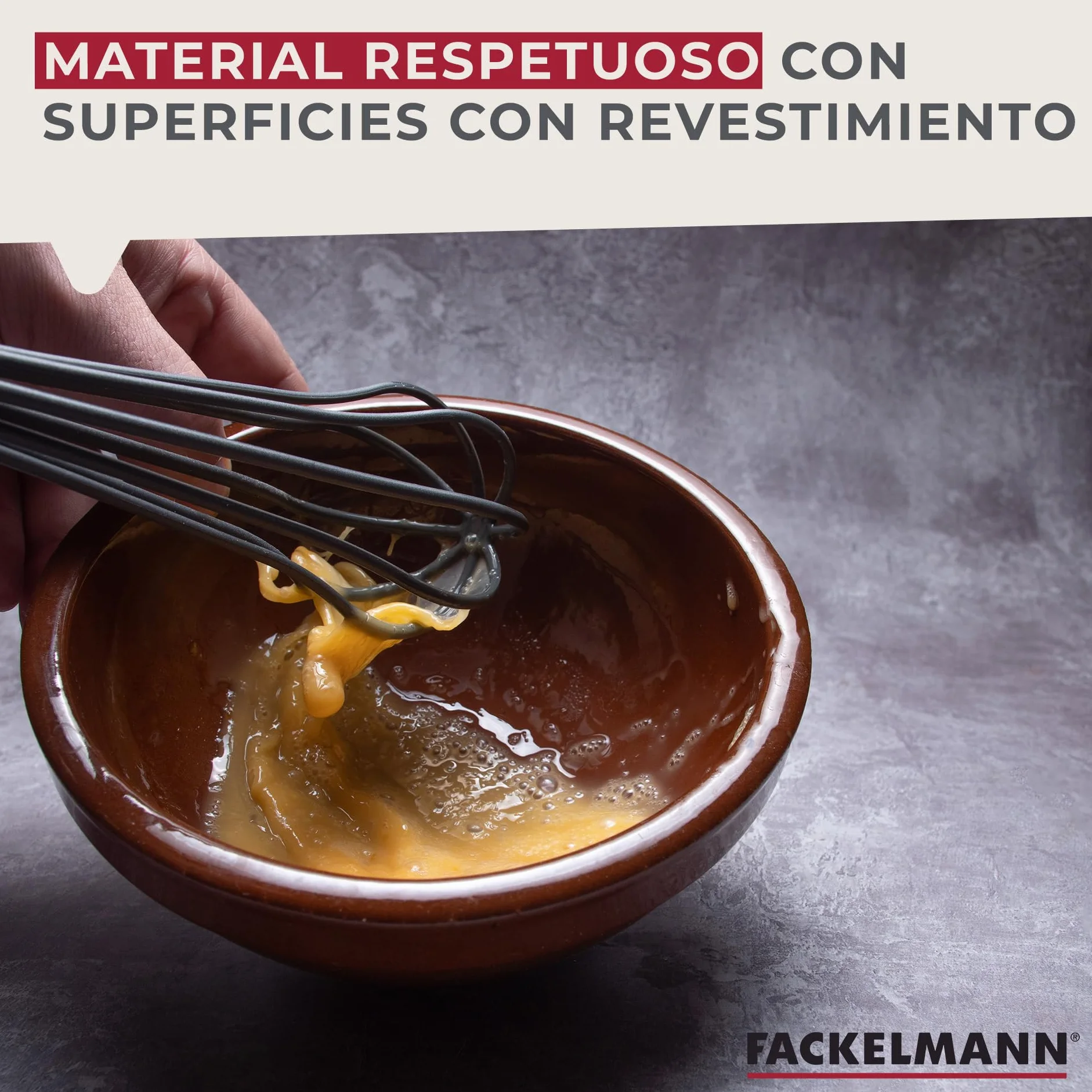 Fackelmann Soft Batidor Manual de Varillas, Nylon resistente hasta 220ºC y Mango Suave y Antideslizante de Polipropileno, Diseño Ergonómico, 29x7cm, 1 ud.