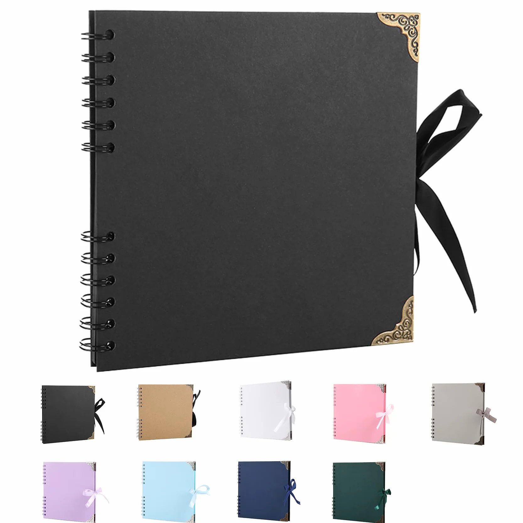 Álbum de Fotos Scrapbook, Álbum de Fotos Scrapbooking DIY 19.5x19.5 cm Papel Kraft Rígido, De 30 Páginas Negras Albumes De Recortes, para Anniversary Cumpleaños