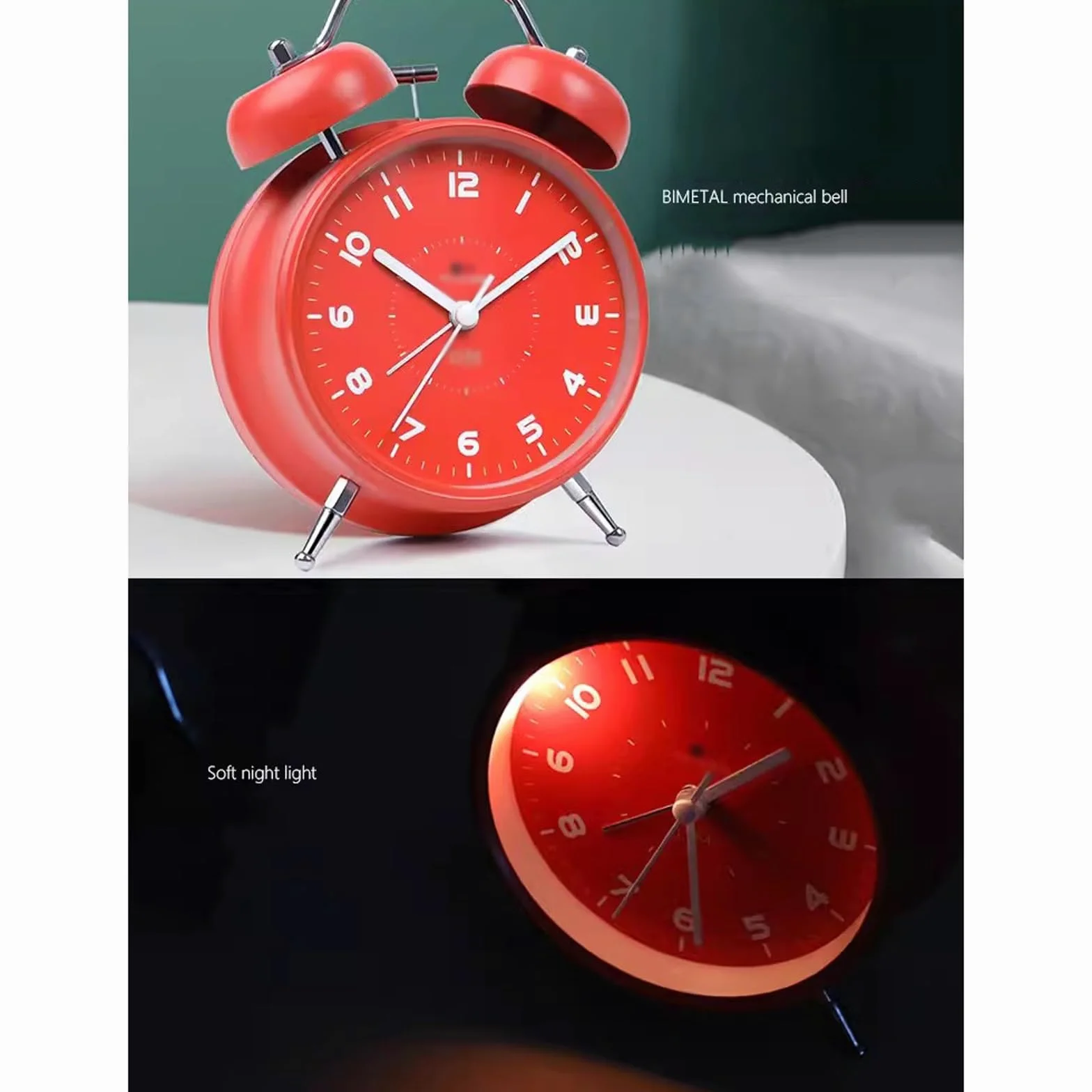Despertador, Reloj de Escritorio pequeño 4 Pulgadas con luz Nocturna y Alarma(Black)