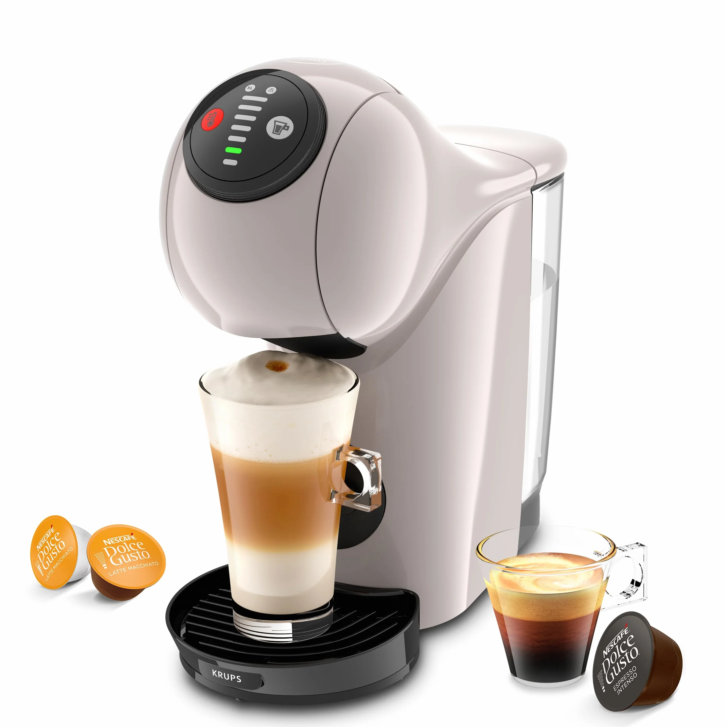 Krups NESCAFÉ Dolce Gusto KP243A GENIO S Máquina de taza de café para diferentes bebidas, compacta, alta presión, tamaños ajustables en XL, espresso perfecto en solo 30 segundos, apagado automático | Ofrece una función XL de hasta 300 ml y se adapta bien