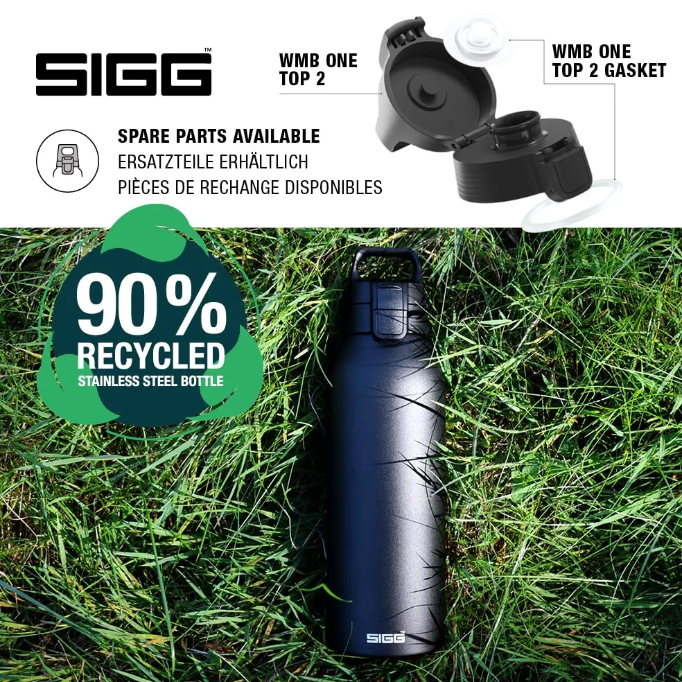 Sigg - Botella de Agua Aislada - Shield Therm Morning Blue - Apta para Bebidas Carbonatadas - A Prueba de Fugas - Apta para Lavavajillas - Libre de BPA - Acero Inoxidable 90% Reciclado - Azul - 1,5L