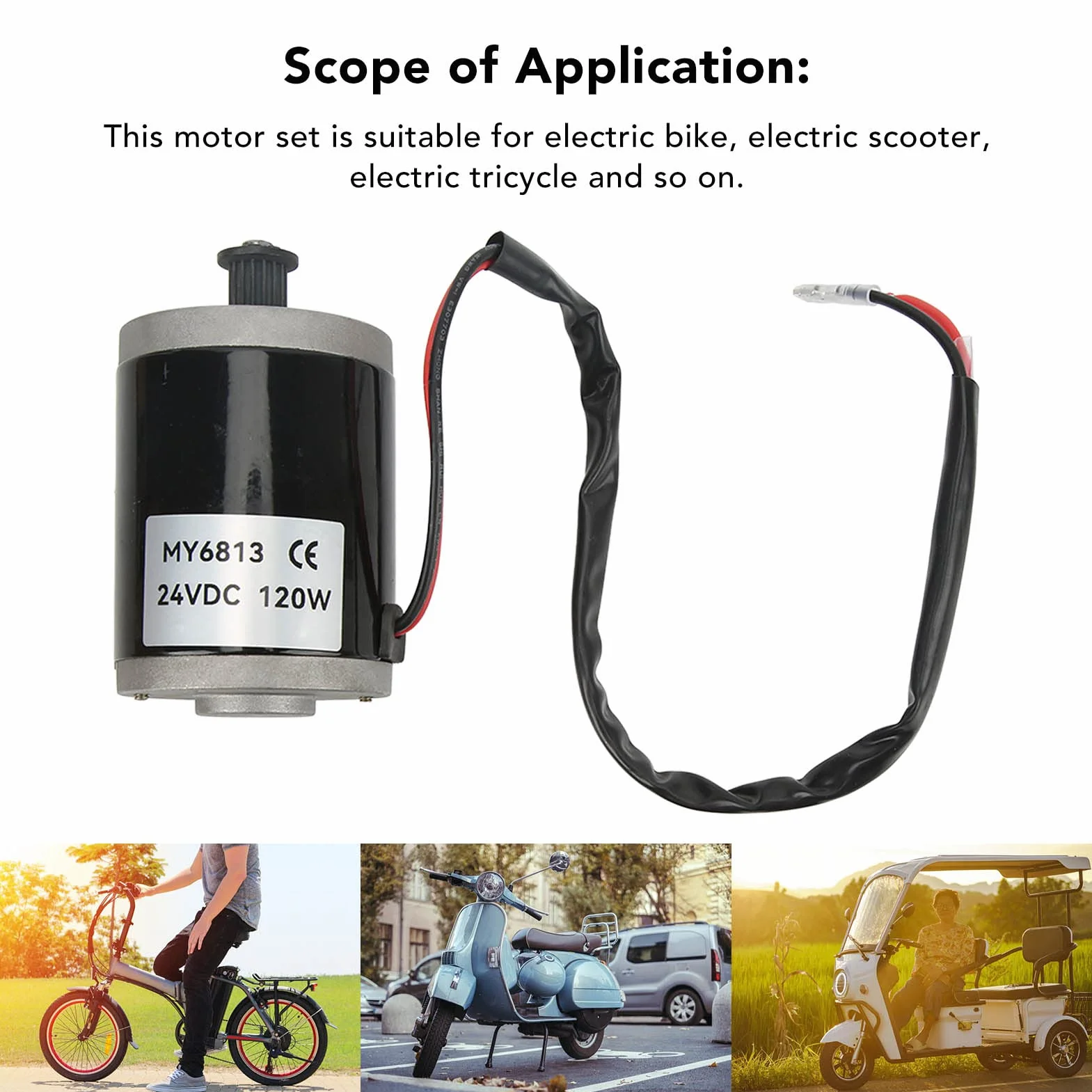 Motor Eléctrico 24V 120W Aluminio para Scooter Bicicleta