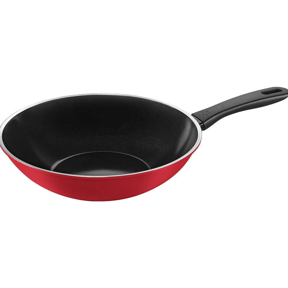 BALLARINI Caprera - Wok (28 cm, aluminio, inducción, cerámica antiadherente, fabricado en Italia), color rojo