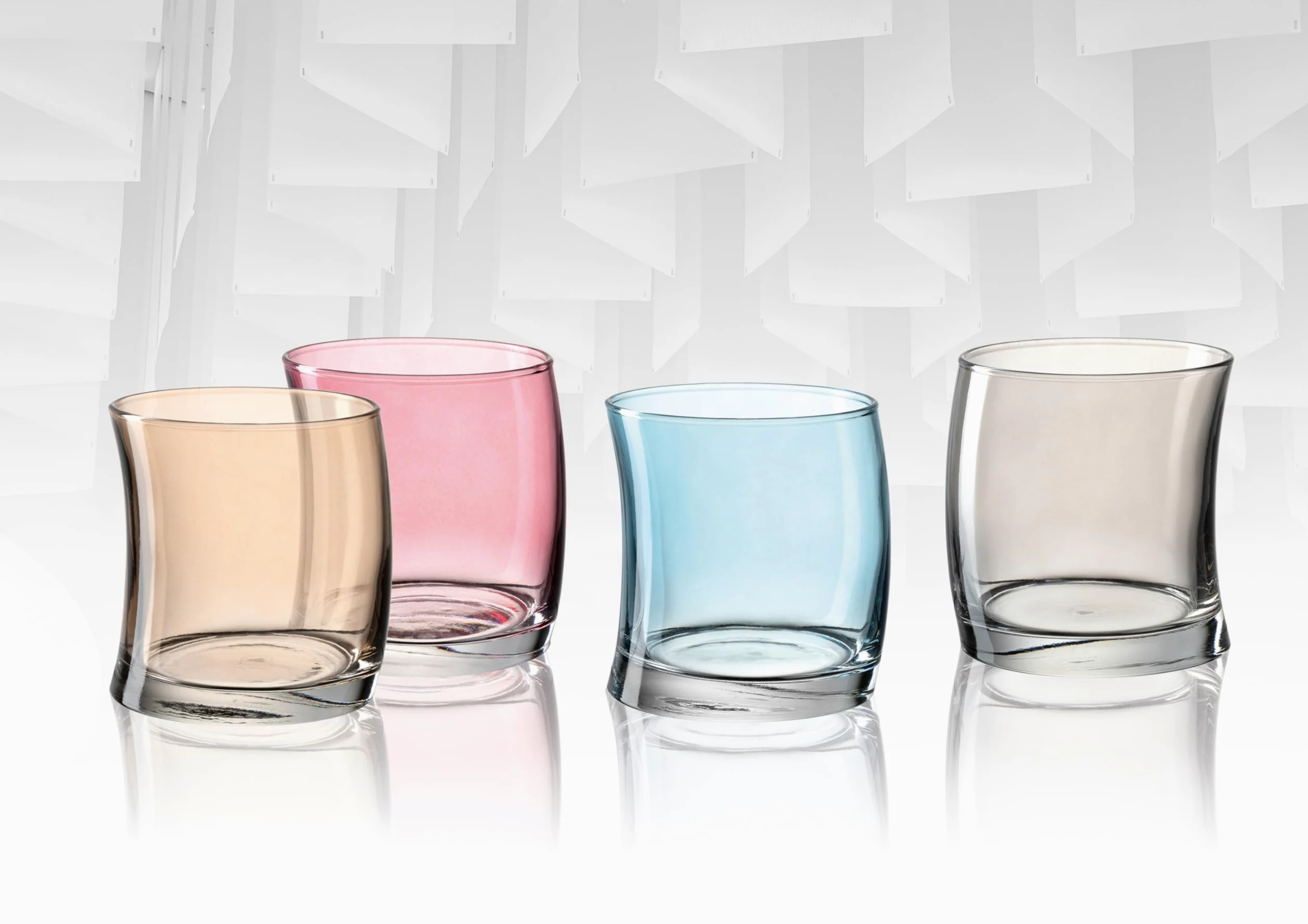 Leonardo Swing 70702 - Juego de 12 vasos de agua aptos para lavavajillas, diseño curvado, color gris y azul, 250 ml