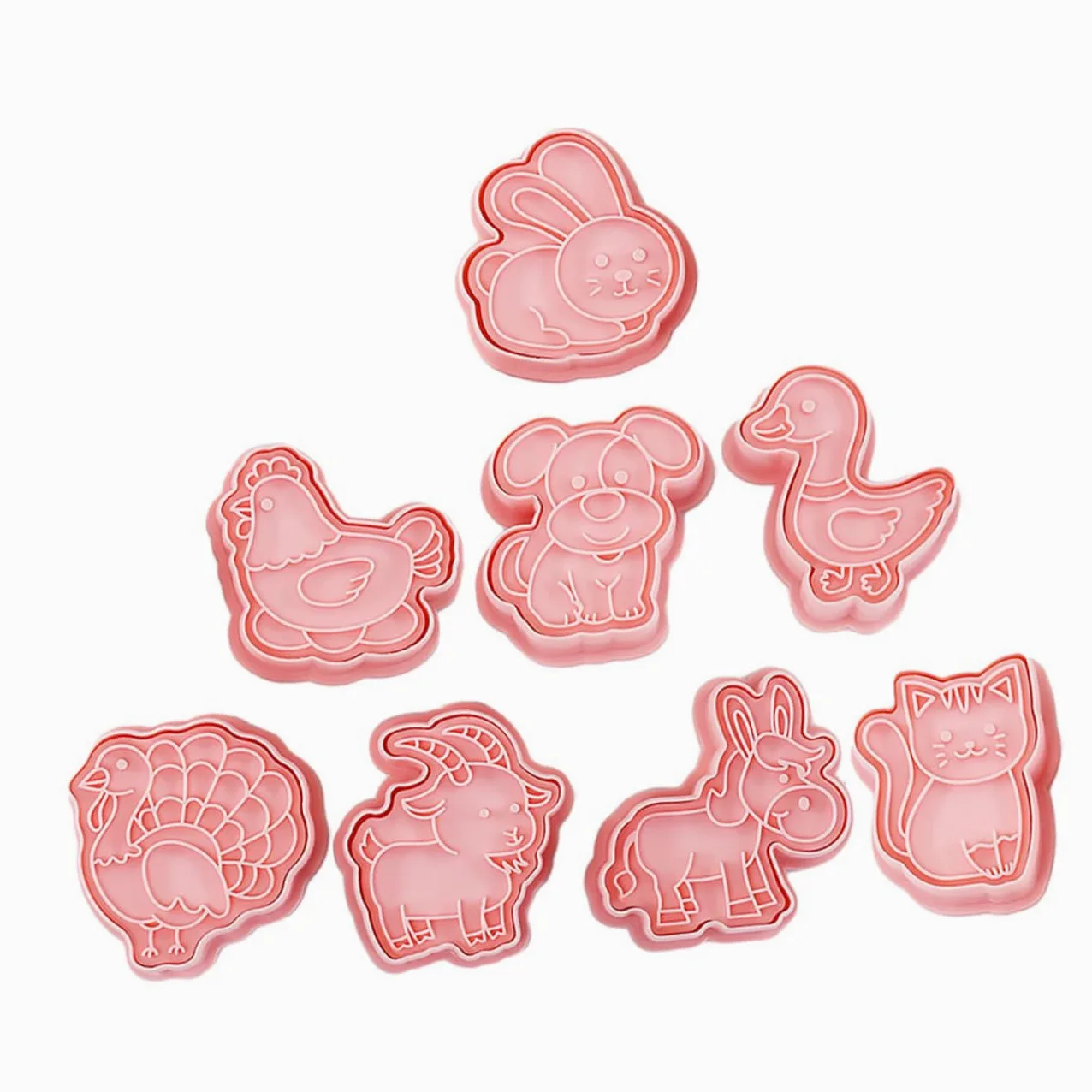 Cabilock 5juegos Cortadores De Galletas De Animales De Plástico Reutilizables Para Hornear Set De Moldes De Biscuit Para Repostería y Infantiles y