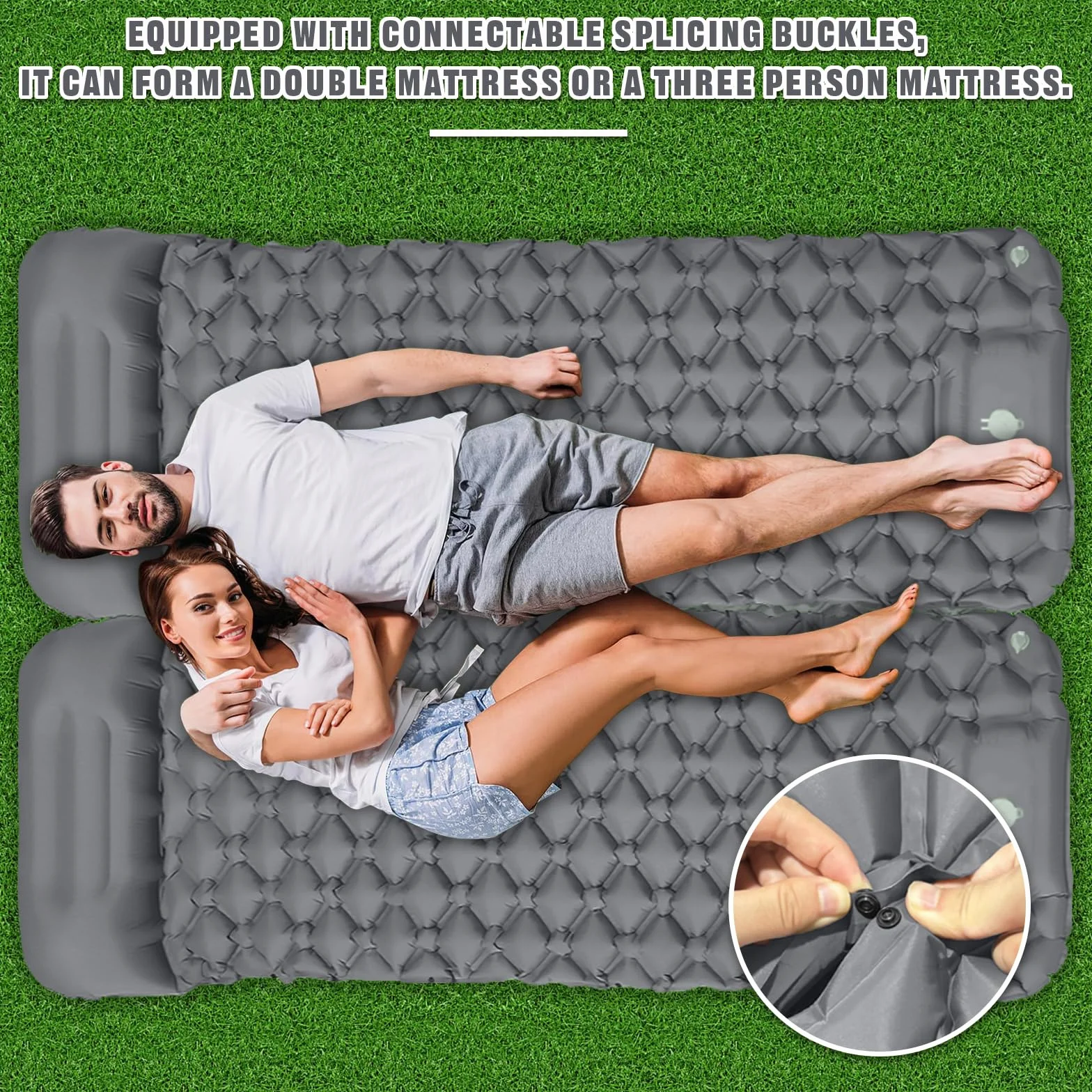 Colchón Autoinflable para Camping Impermeable con Bomba de Pie y Almohada Ultraligera Portátil