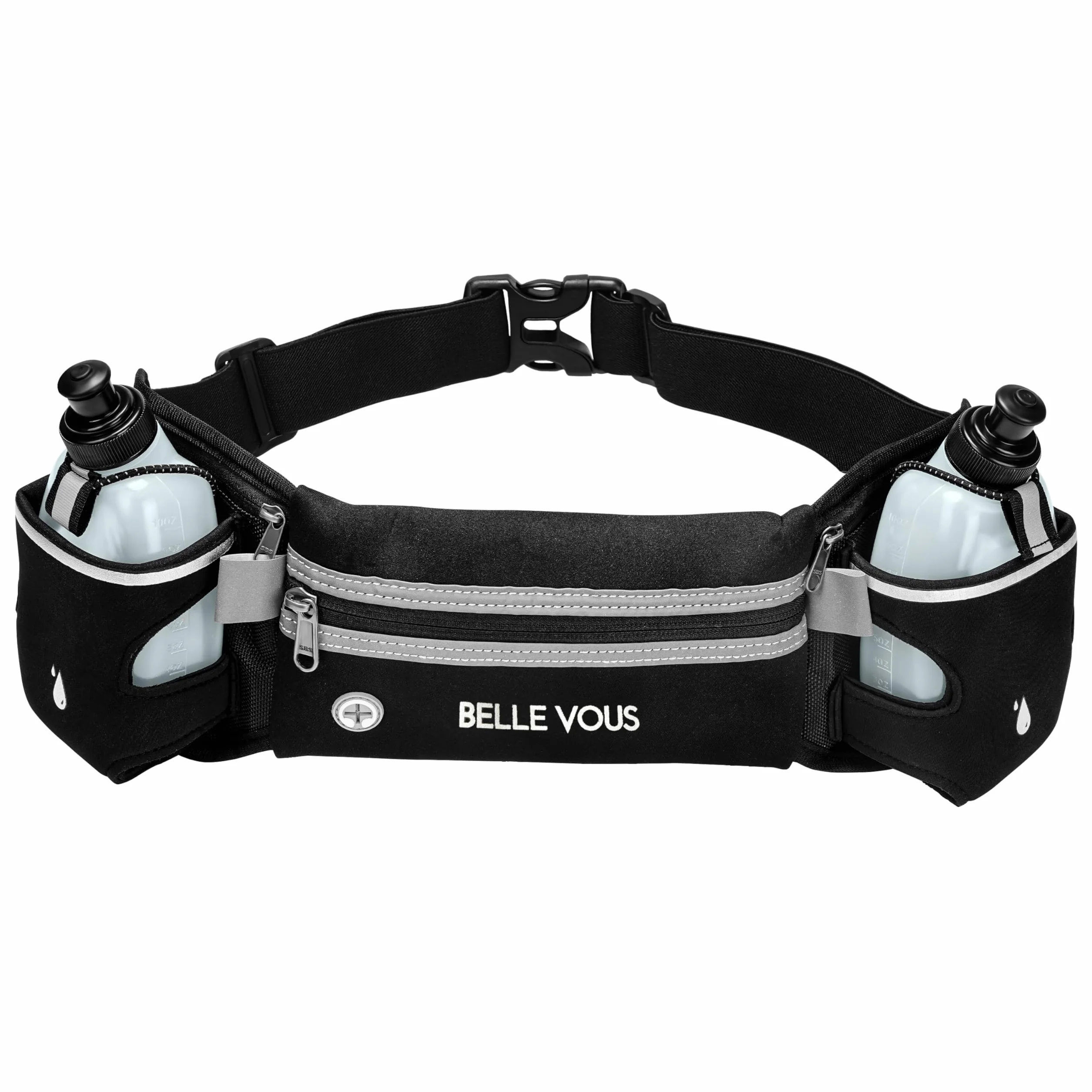Cinturón ajustable para correr con riñonera y 2 botellas de agua 300 ml
