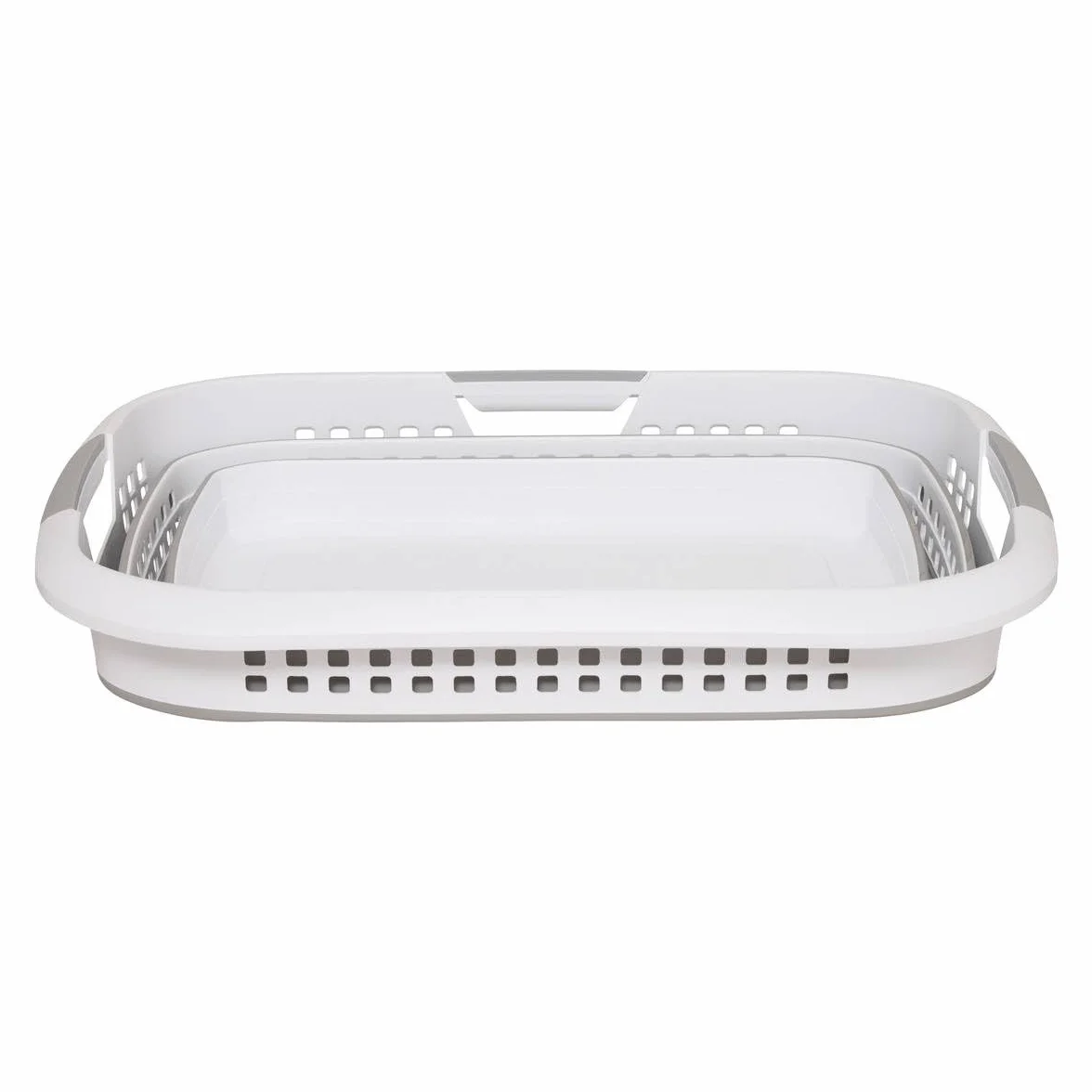 5 five simply smart 5five - Cesto de Ropa Plegable de 45 l - 3 Asas ergonómicas - Cesto de Ropa retráctil Rectangular - Gran Capacidad - Gris y Blanco