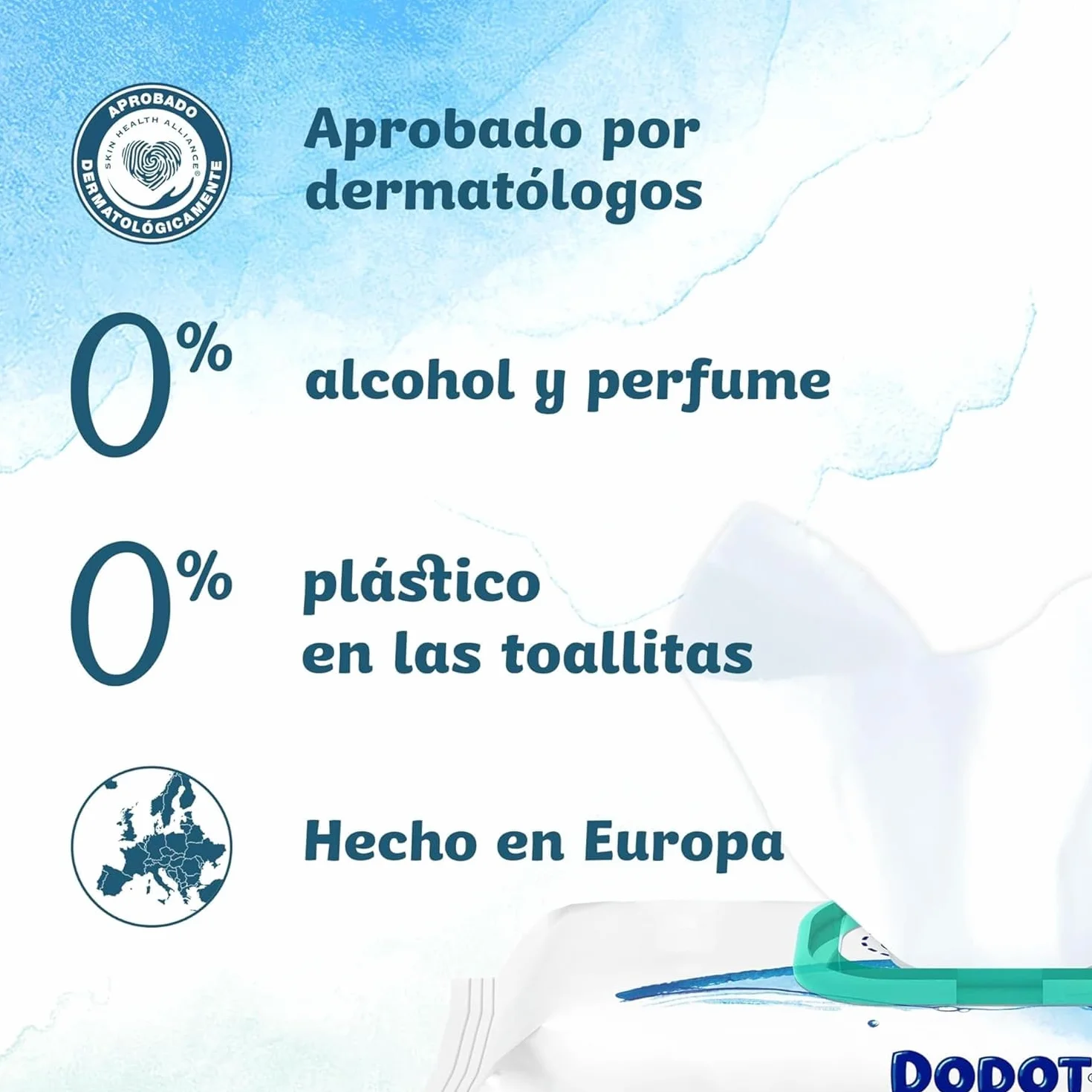 Dodot Toallitas Pure Aqua Para Bebé, 864 Unidades, 99% Agua, Sin Plástico