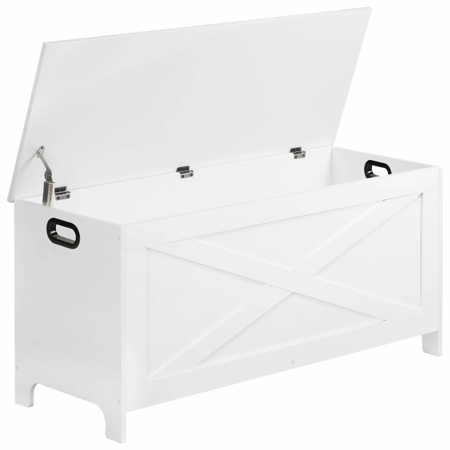 MAHANCRIS 100cm Baúl de Juguetes, Robusto Baúl de Entrada con Bisagras de Seguridad, Caja de Juguetes Retro, Muebles de Madera para Sala de Estar, Dormitorio, Blanco ASCWT48101Z1