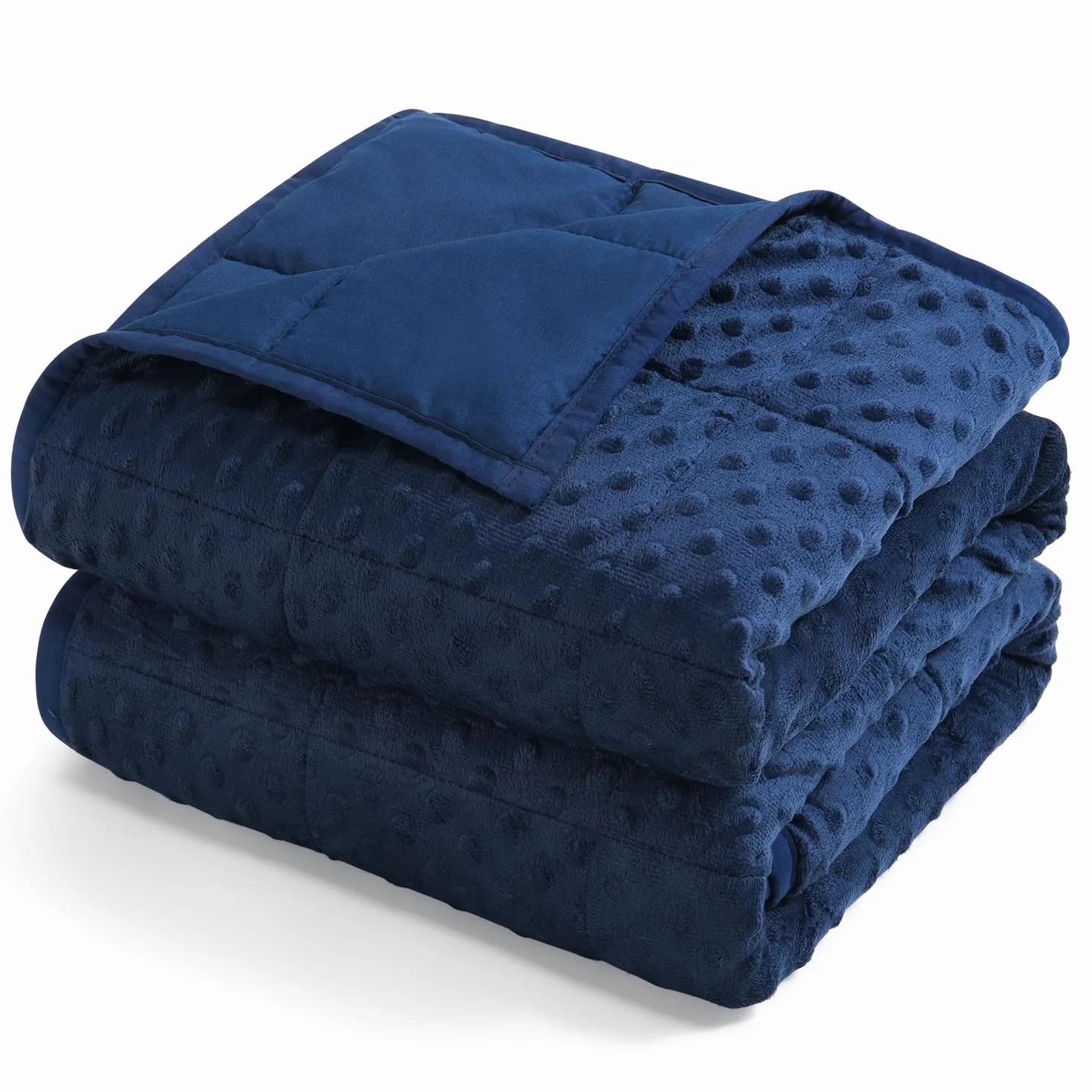 Sivio Minky Dot Manta Ponderada para Adultos 7 kg, Manta Pesada Suave para Estrés y Sueño, Transpirable 4 Estaciones con Perlas de Vidrio, Azul Marino 120 x 180 cm | Tela de punto Minky, manta pesada suave y acogedora, relleno de cuentas de vidrio, transp