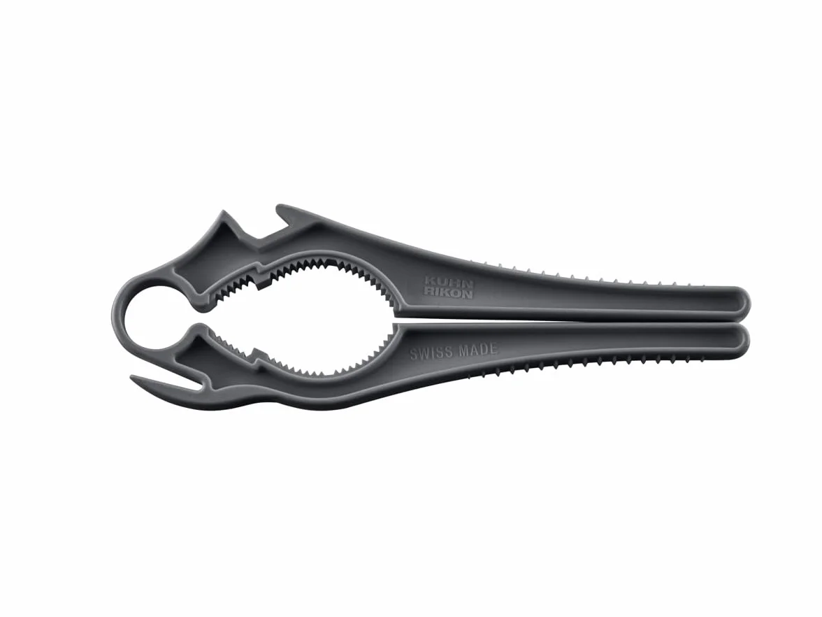 KUHN RIKON 5 en 1 Swiss Multiabridor gris, 5 funciones para abrir botellas, tapas de tubos, etc., abridor para diferentes aplicaciones