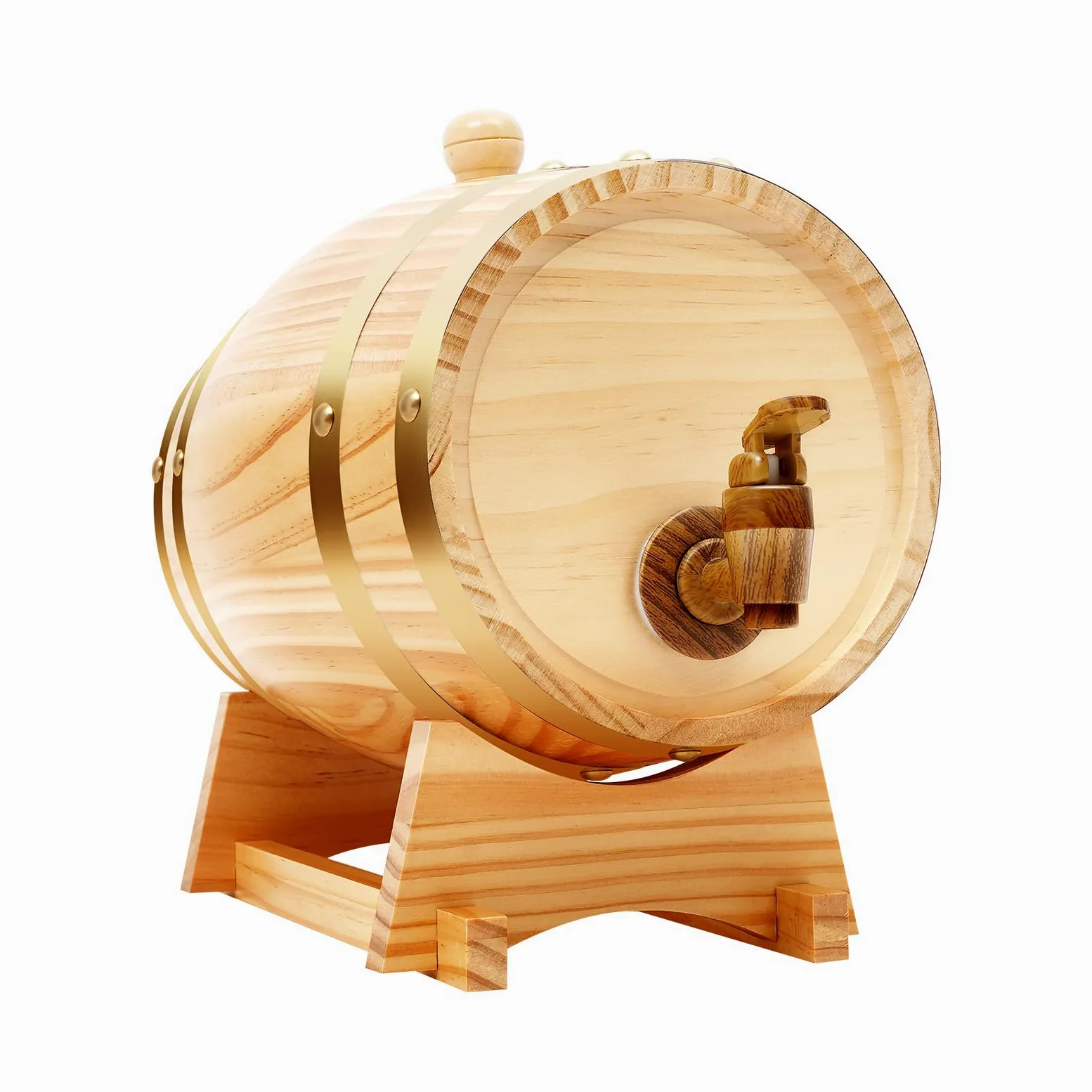 Barril de vino de madera de 3 litros con caballete y grifo, barril de whisky para almacenamiento de whisky, vino