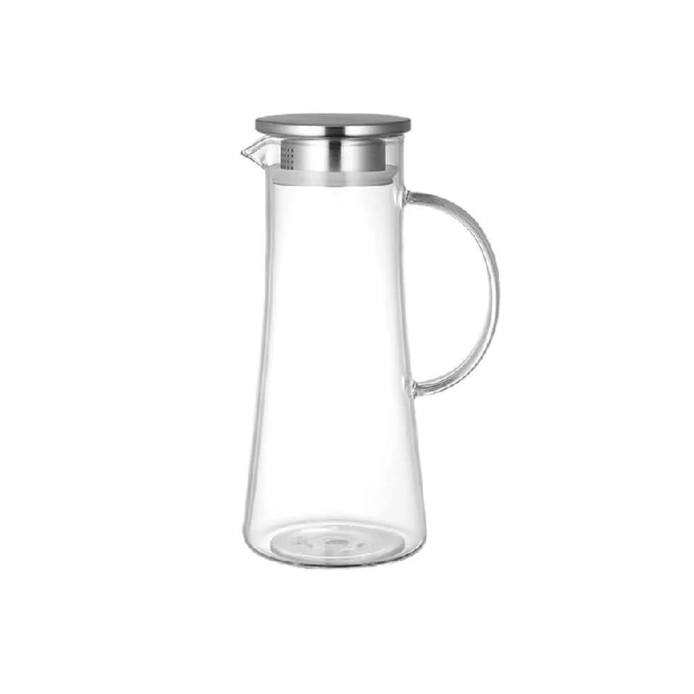 Jarra Jarra de vidrio 1,5 L con tapa resistente al calor | Jarra de agua de vidrio con asa