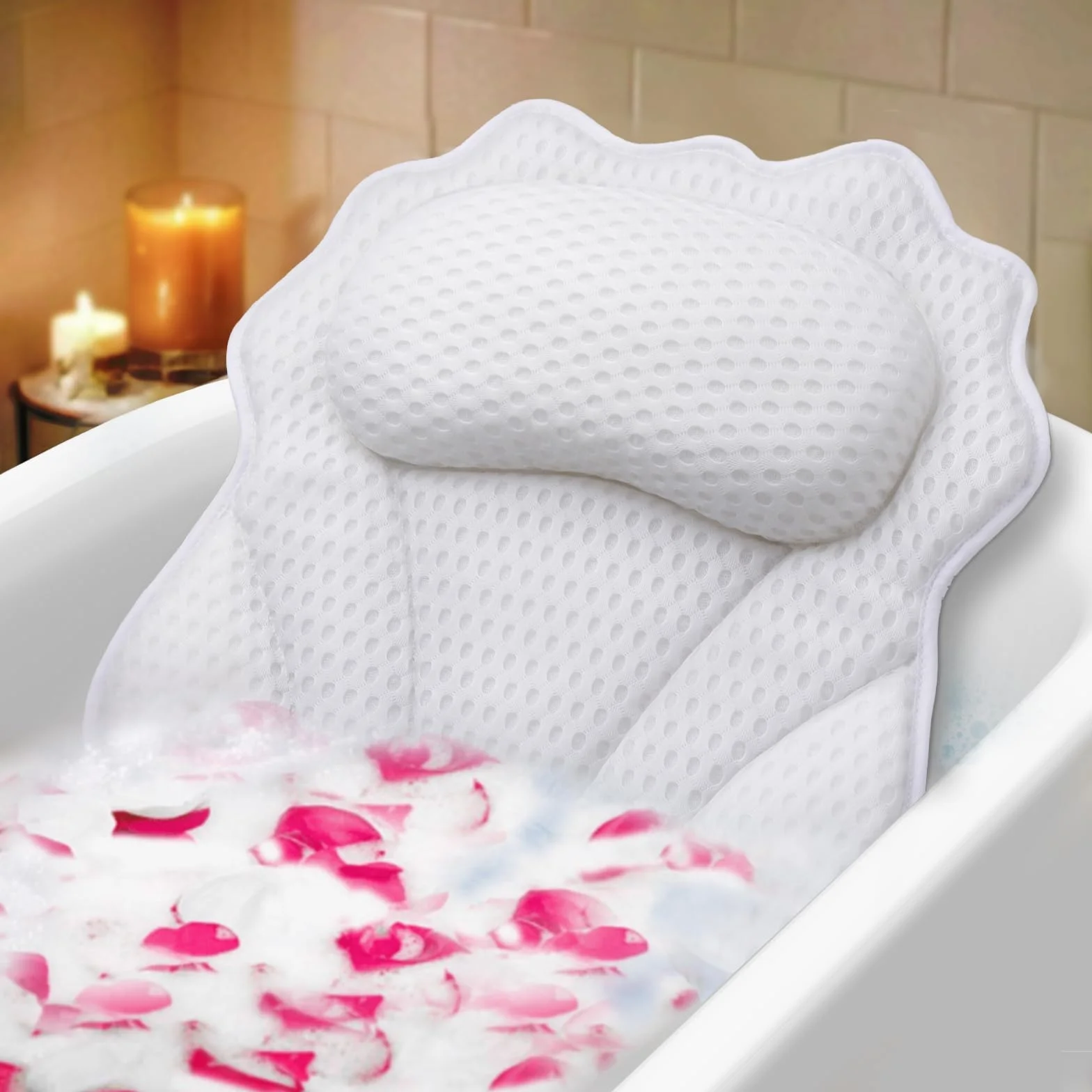 Almohada de baño para Mujeres y Hombres RUVINCE Lujosas Almohadas de baño para bañera Contiene 4 Esponja para el Cuerpo de fregado ergonómico para Cuello, Cabeza y Hombros