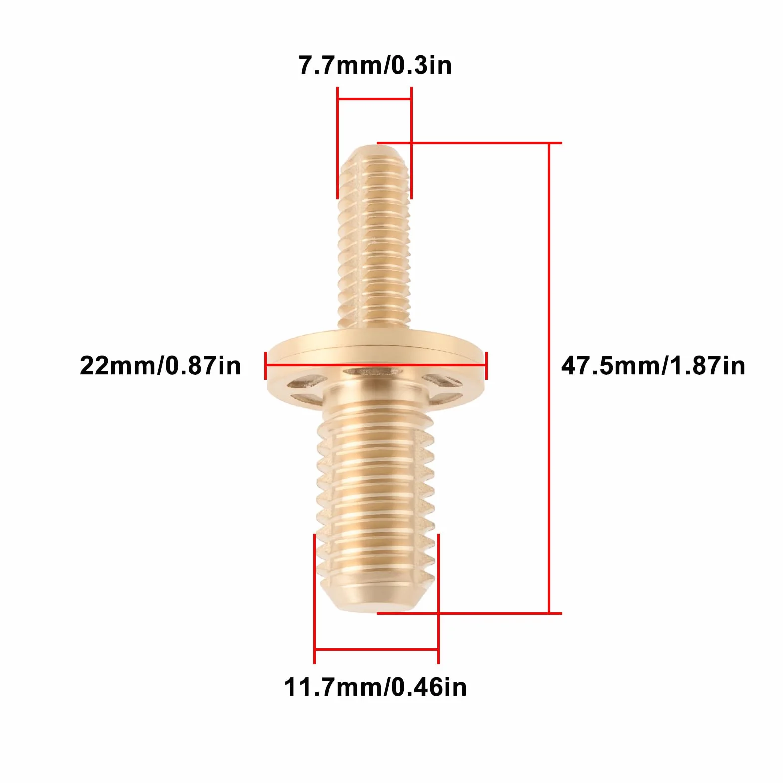 EMSea 2 tacos de billar de 1/2 pulgada con tornillo de latón para taco de billar extendido, 47,5 x 22 mm