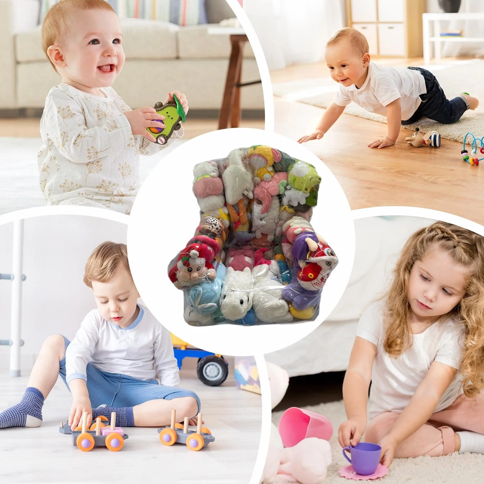 Saco De Almacenamiento Impermeable Transparente | Saco Con Cremallera Para Almacenar Peluches | Para Esquina De Sofá Dormitorio Habitación Suelo Sillón Para Adultos Y Niños