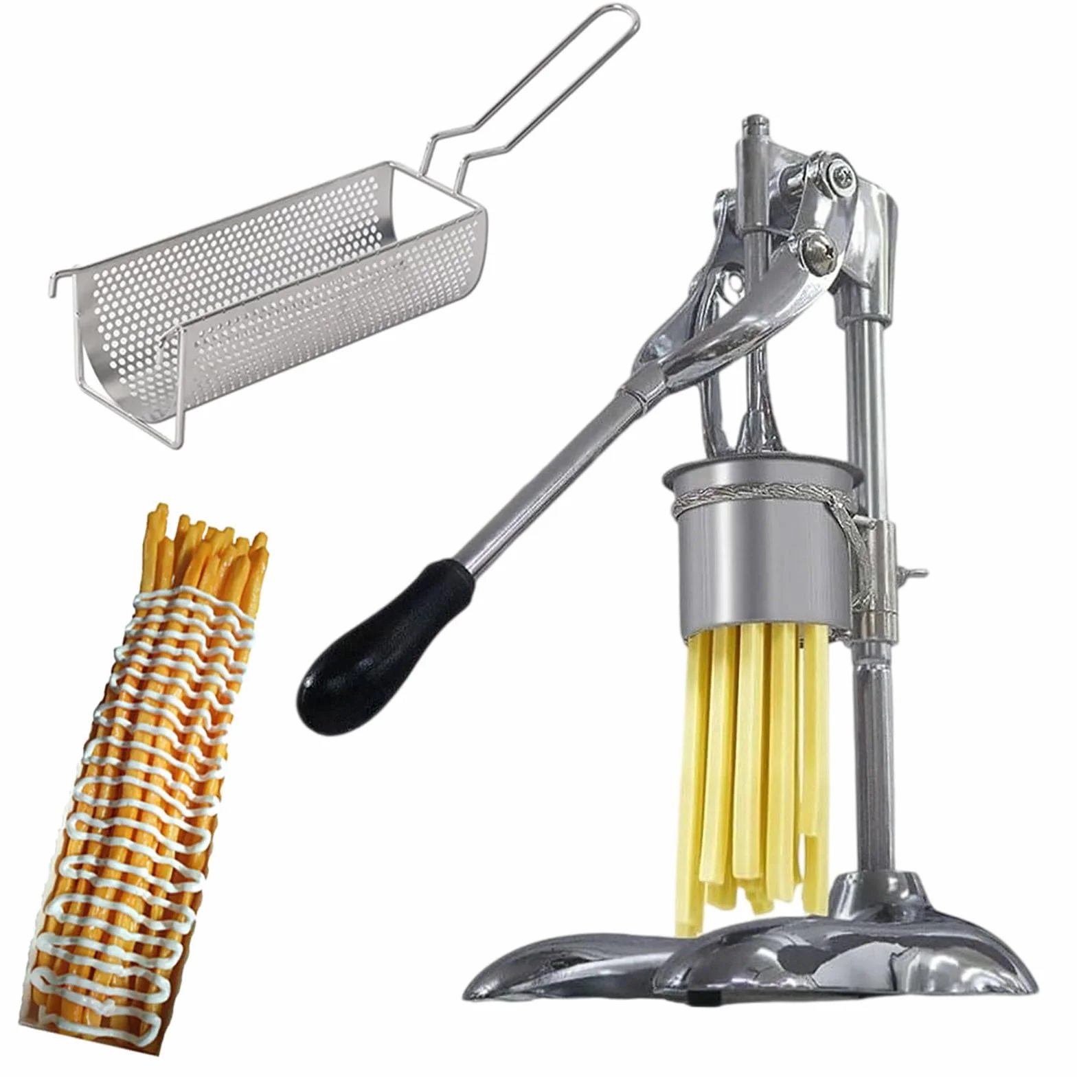 Máquina para hacer fideos y patatas, de acero inoxidable, para preparar patatas fritas, extrusora de cocina para restaurantes, crea papas fritas largas fácilmente
