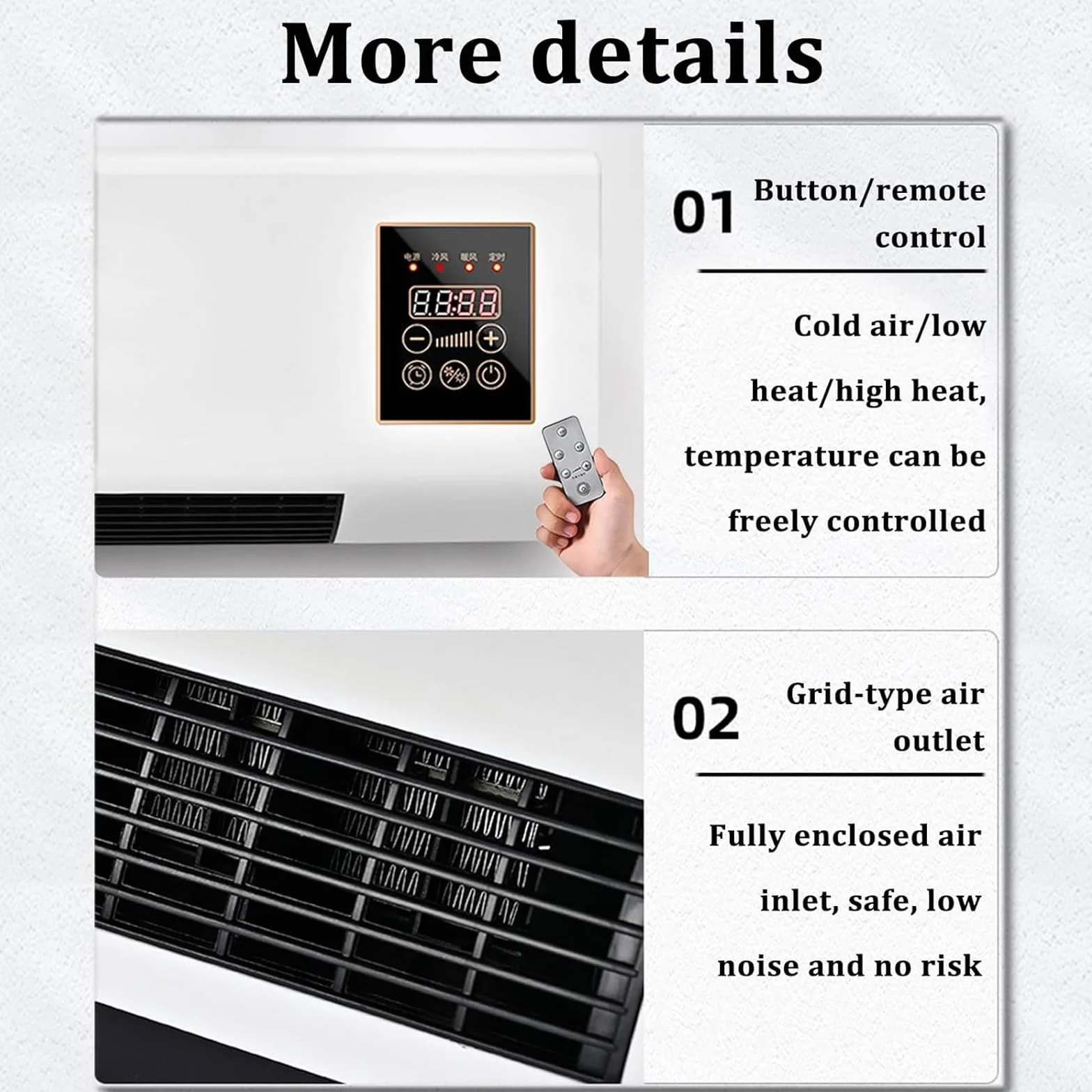 Aire acondicionado portátil sin conductos y ventilador de pared sin aspas, unidad de aire acondicionado portátil 3 en 1 (sistema de refrigeración/ventilación/split) con control remoto, diseño ultras