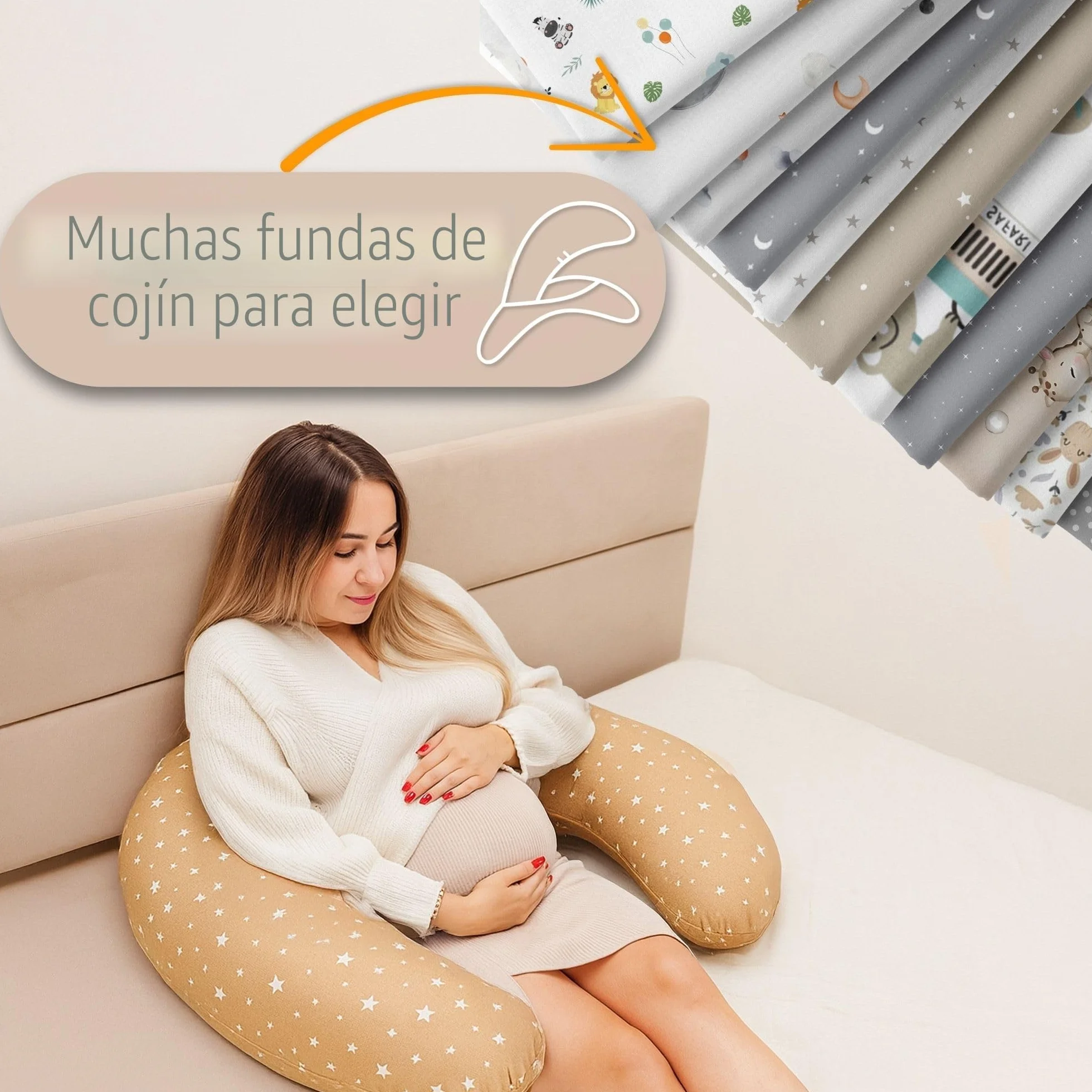 Totsy Baby Cojin Lactancia y Embarazo 190cm – Almohada para Dormir de Lado Descanso y relajación Ideal para futuras mamás Forma en C Oeko-Tex