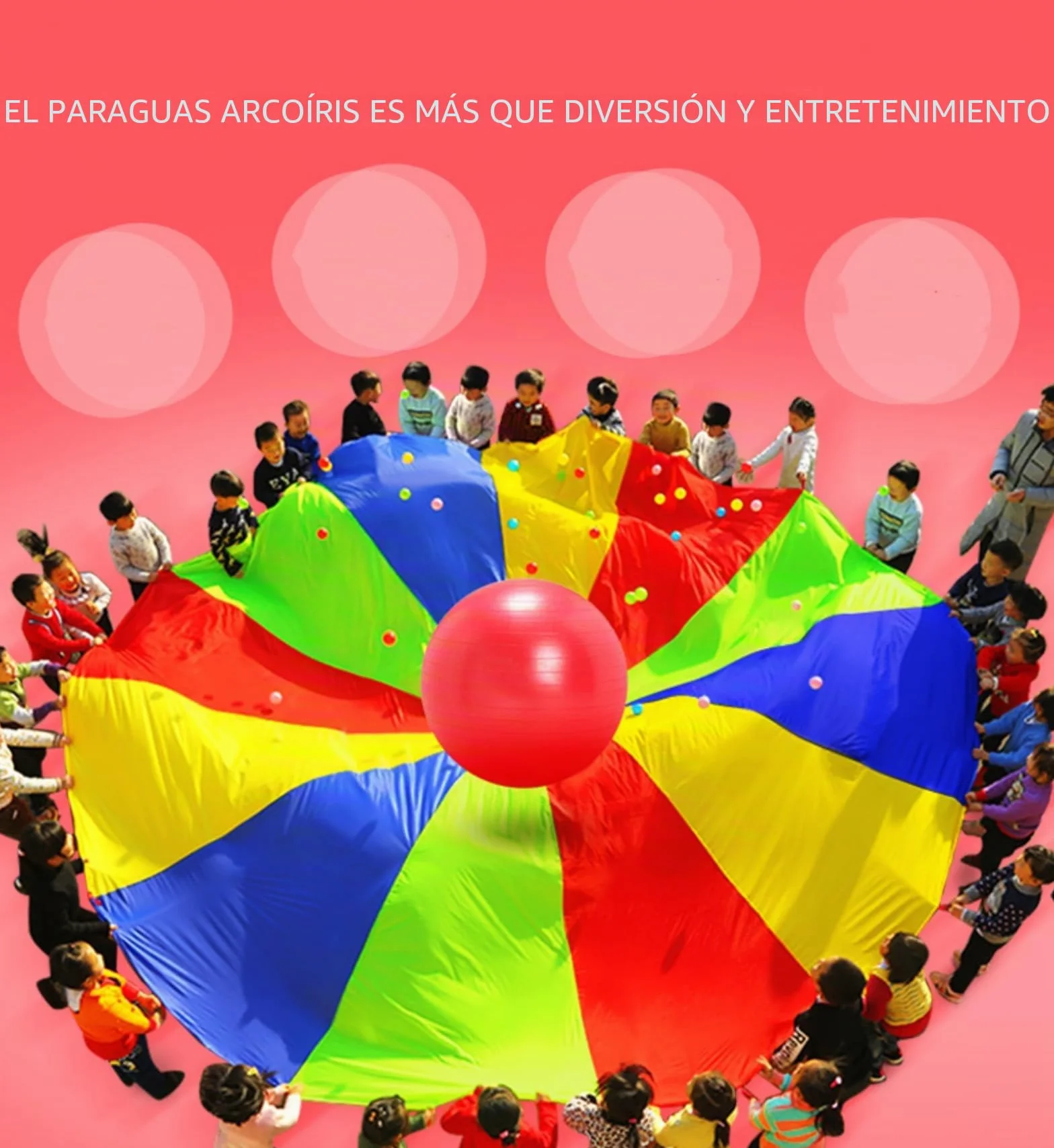 Paracaídas de Color Arcoiris Juego para Niños Actividades Deportivas (3m)