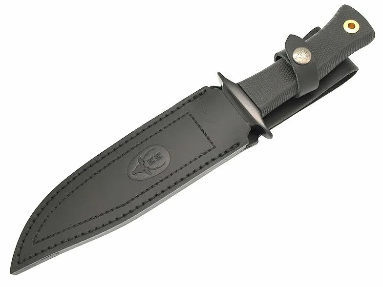 LO TRINCO YO Muela Cuchillo SCORPION-18W hoja de acero MoVa 18 cm empuñadura PTFE negro antideslizante Caza Pesca Supervivencia Bushcraft