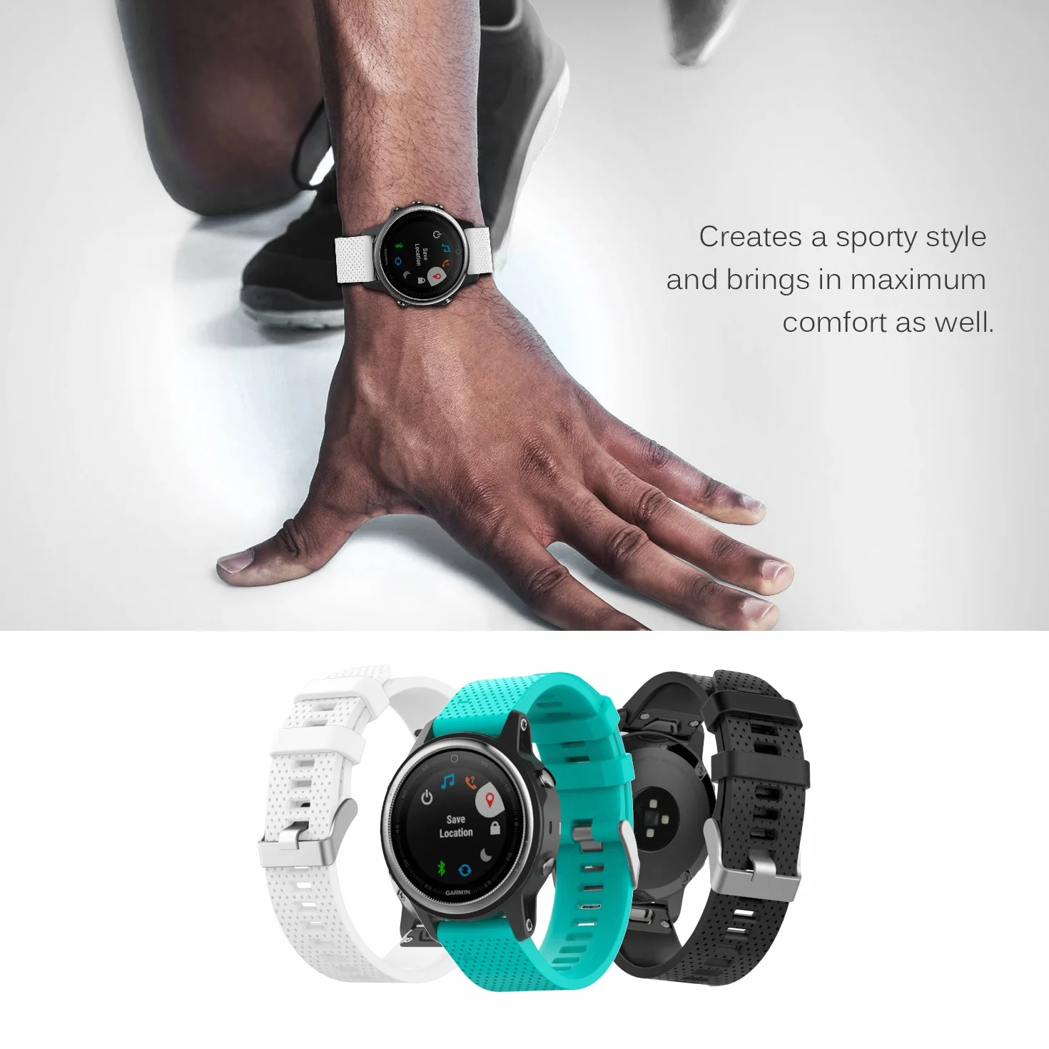 MoKo Correa de Reloj Compatible con Garmin Fenix 7S 20mm Quick Fit Pulsera Deportiva Silicona