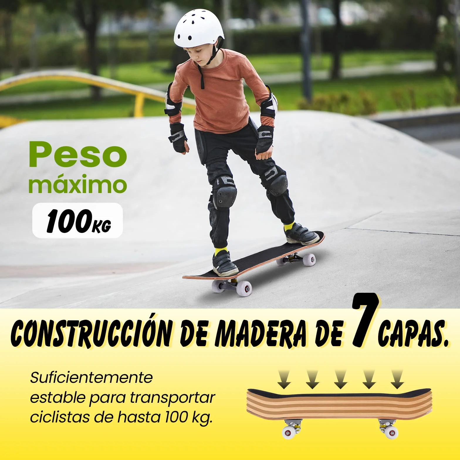 COSTWAY Monopatín Skateboard para Niños Tablero Madera Arce 79 x 20 cm 4 PU Ruedas