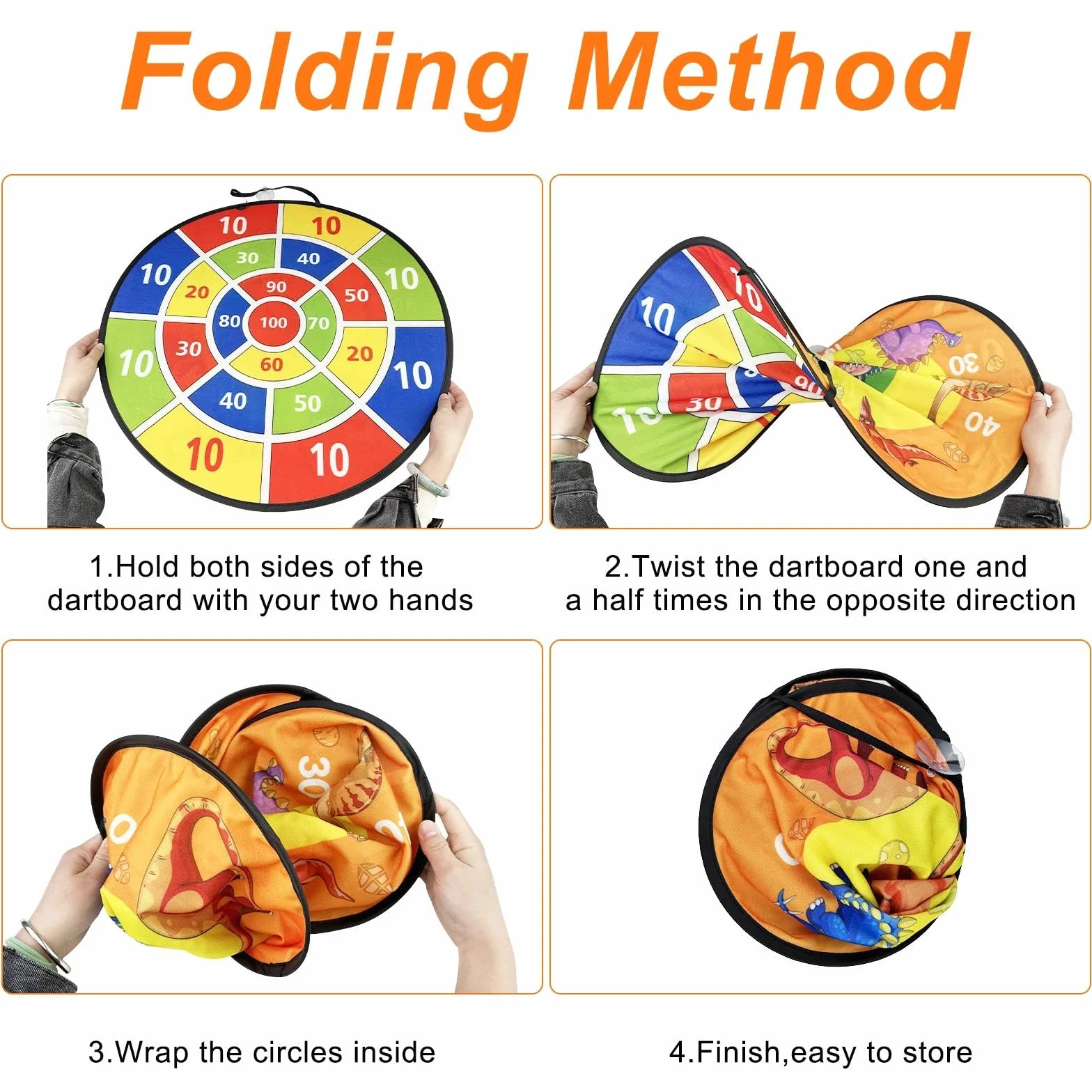 Tablero de Dardos Infantil con 12 Bolas y 4 Dardos, Juego de Dardos Plegable Doble