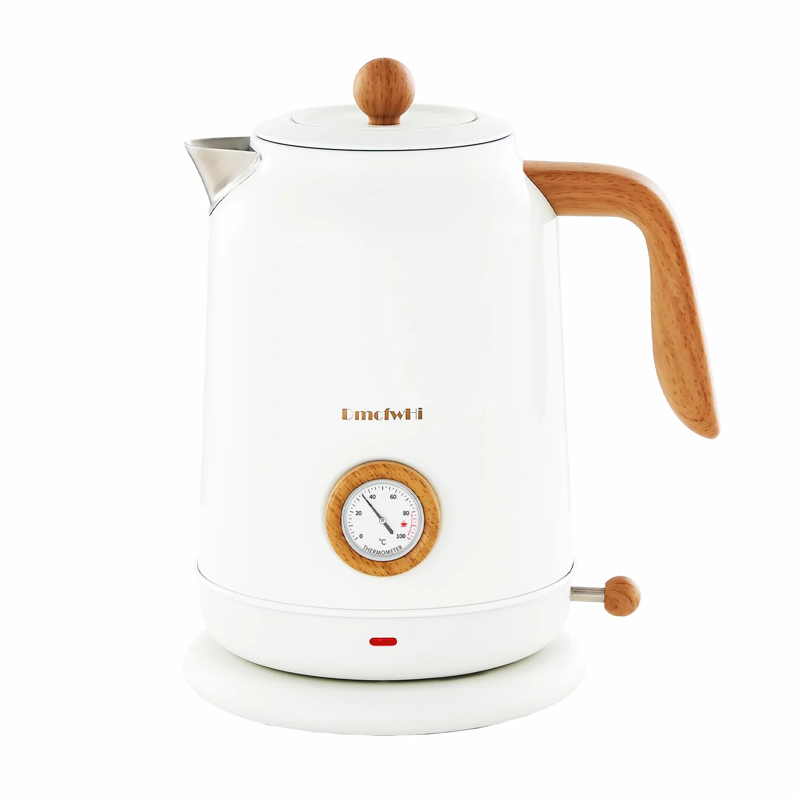 DmofwHi Hervidor agua Electrico en Acero Inoxidable 1,7 litros, Tetera Electrica Retro con Indicador de Temperatura y Termómetro, Perfecto para la Familia a la hora del Café y el Té, Blanco